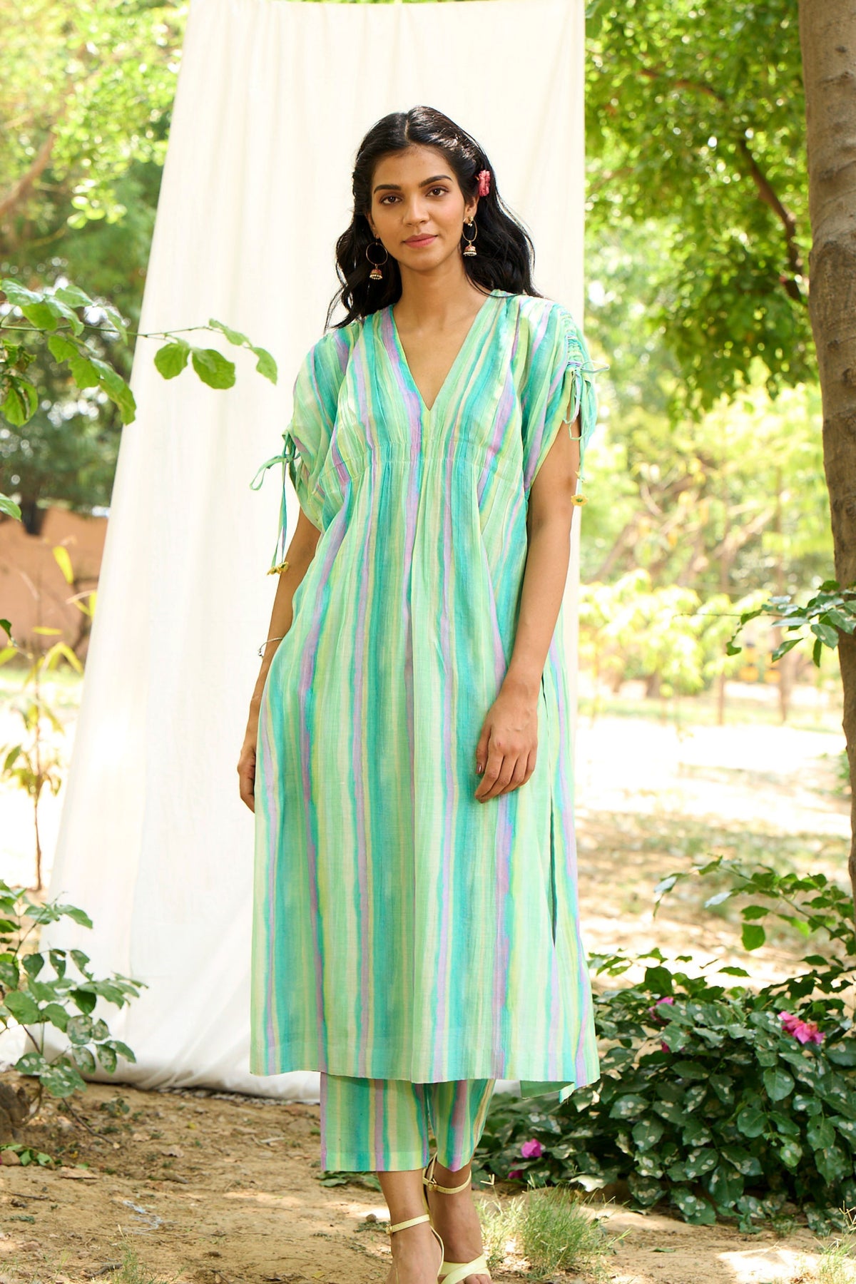 Turquoise Stripe Kurta Set