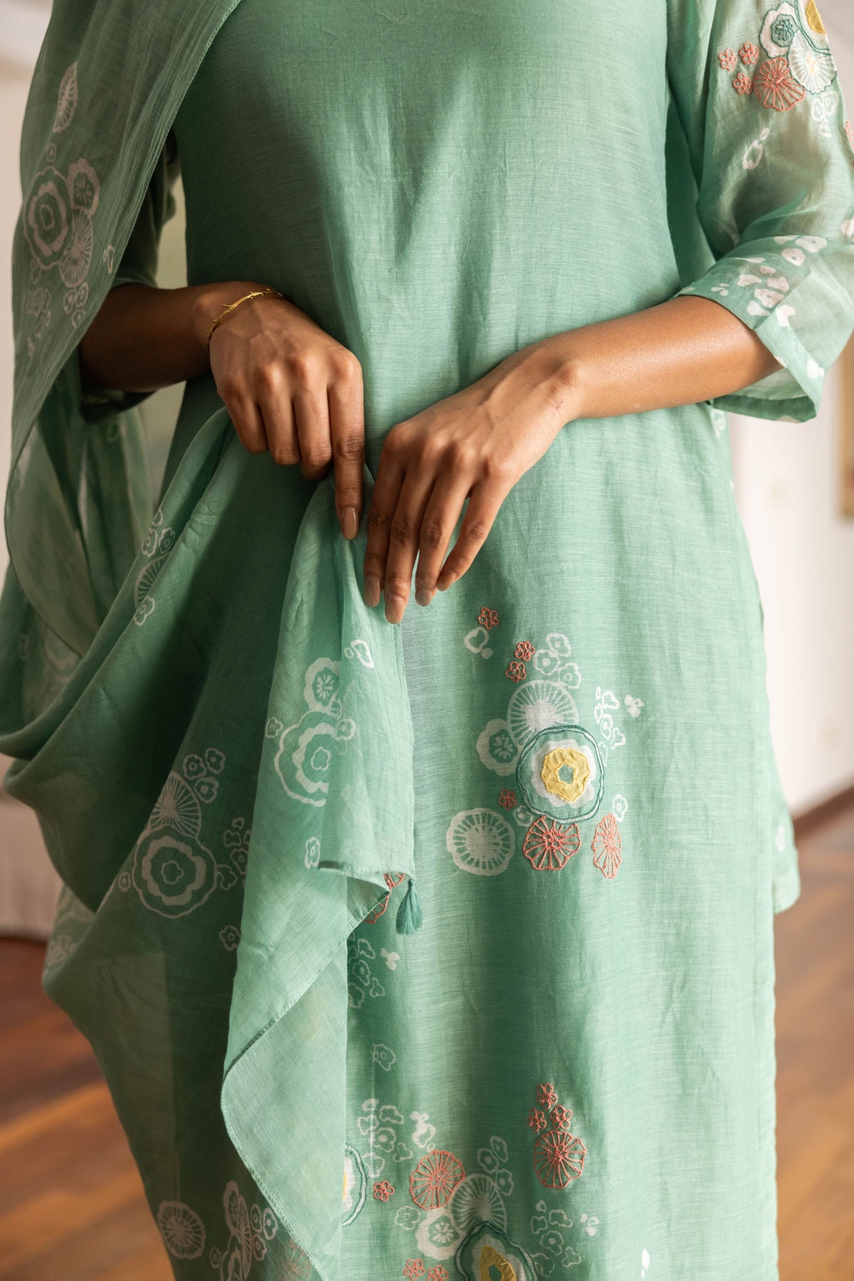 Mint Floral Kurta Set