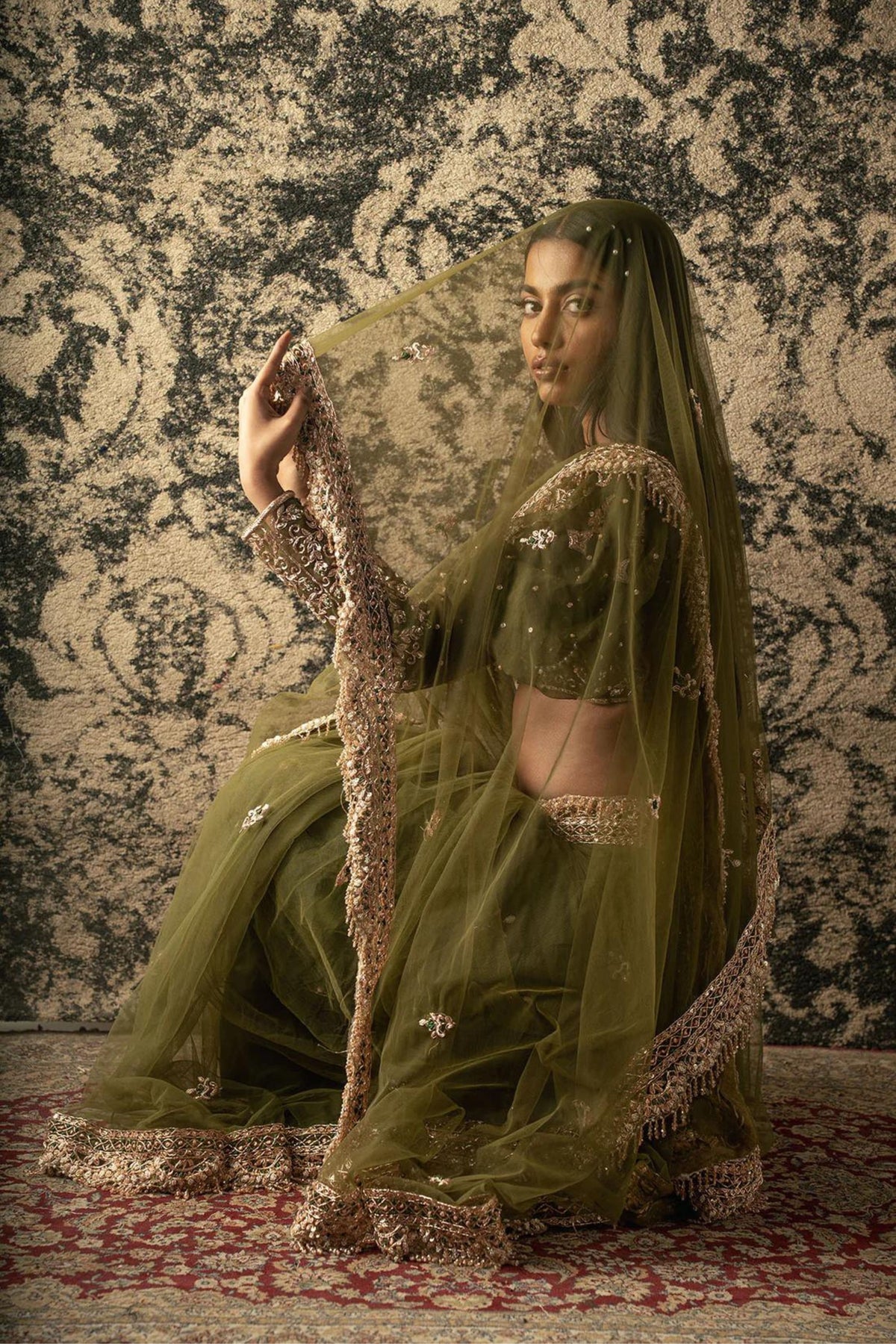 This Olive Green Saree