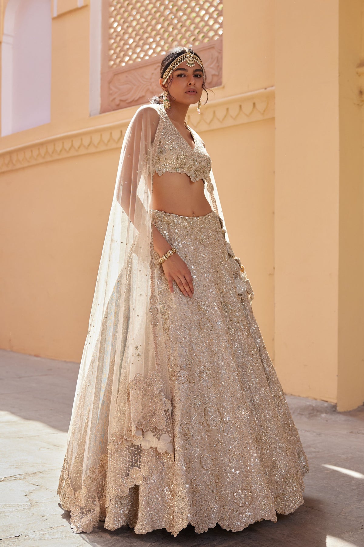 Beige Champagne Lehenga