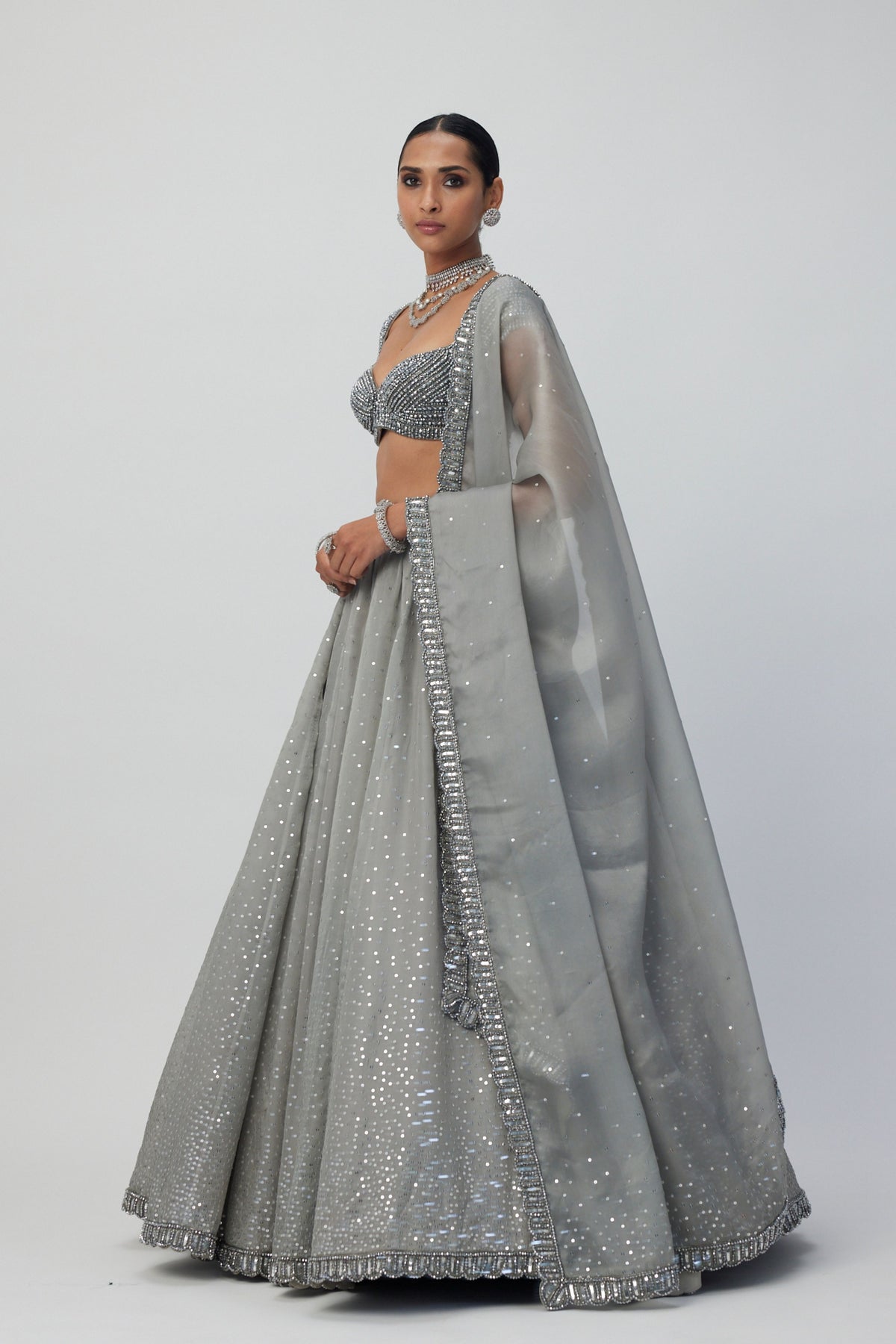 Crystal Grey Lehenga Set