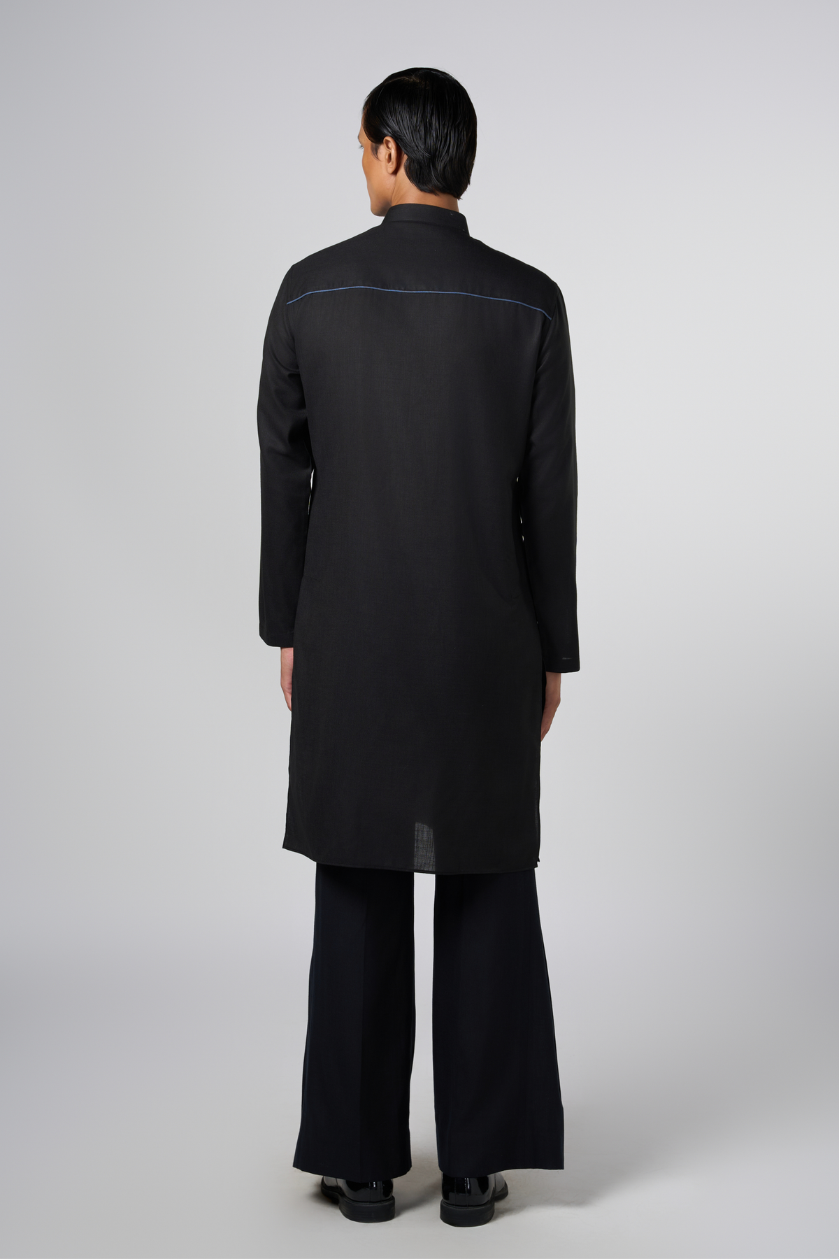 Stucco Embroidered Black Kurta