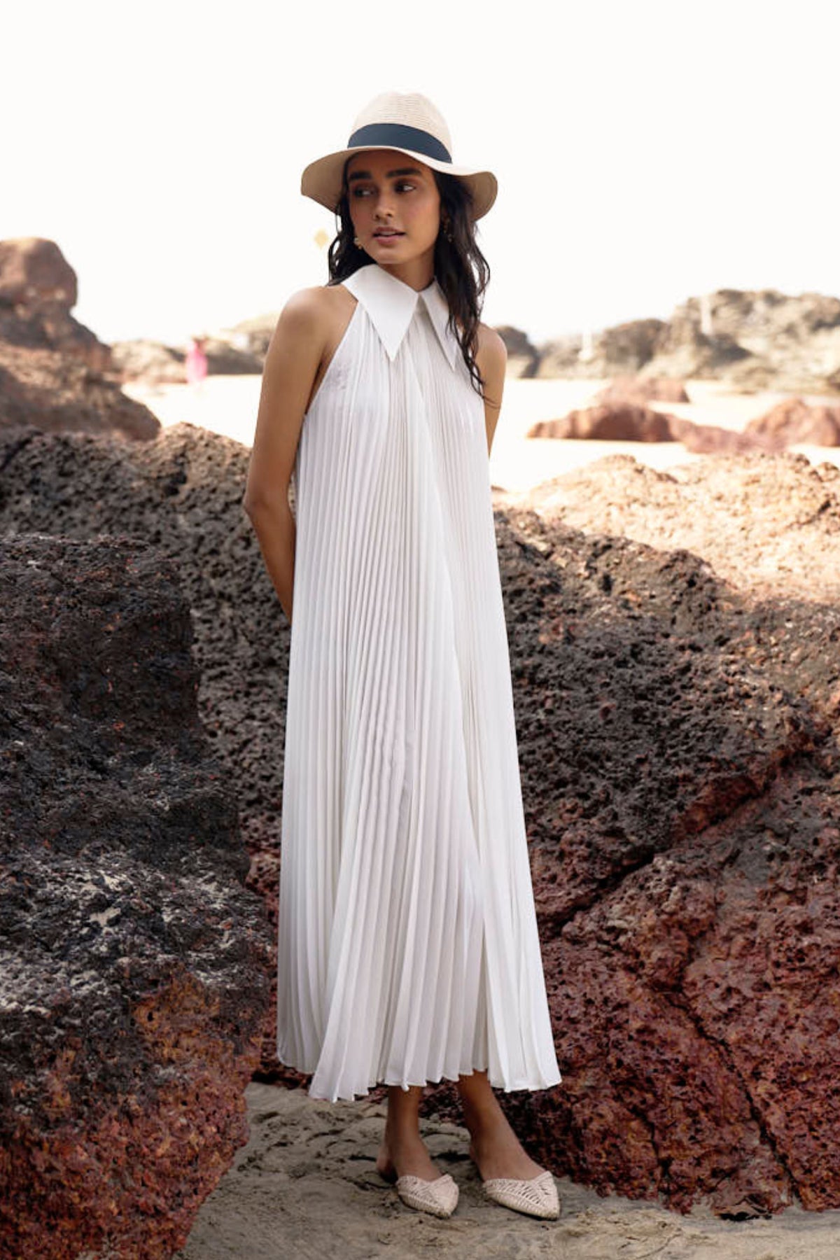 White Pleated Dress