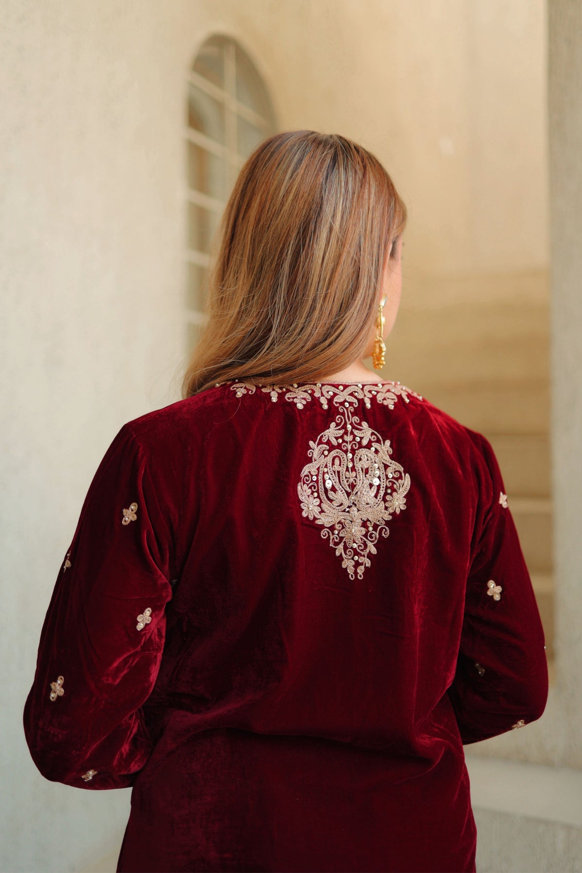 Naima Short Maroon Kurta Set