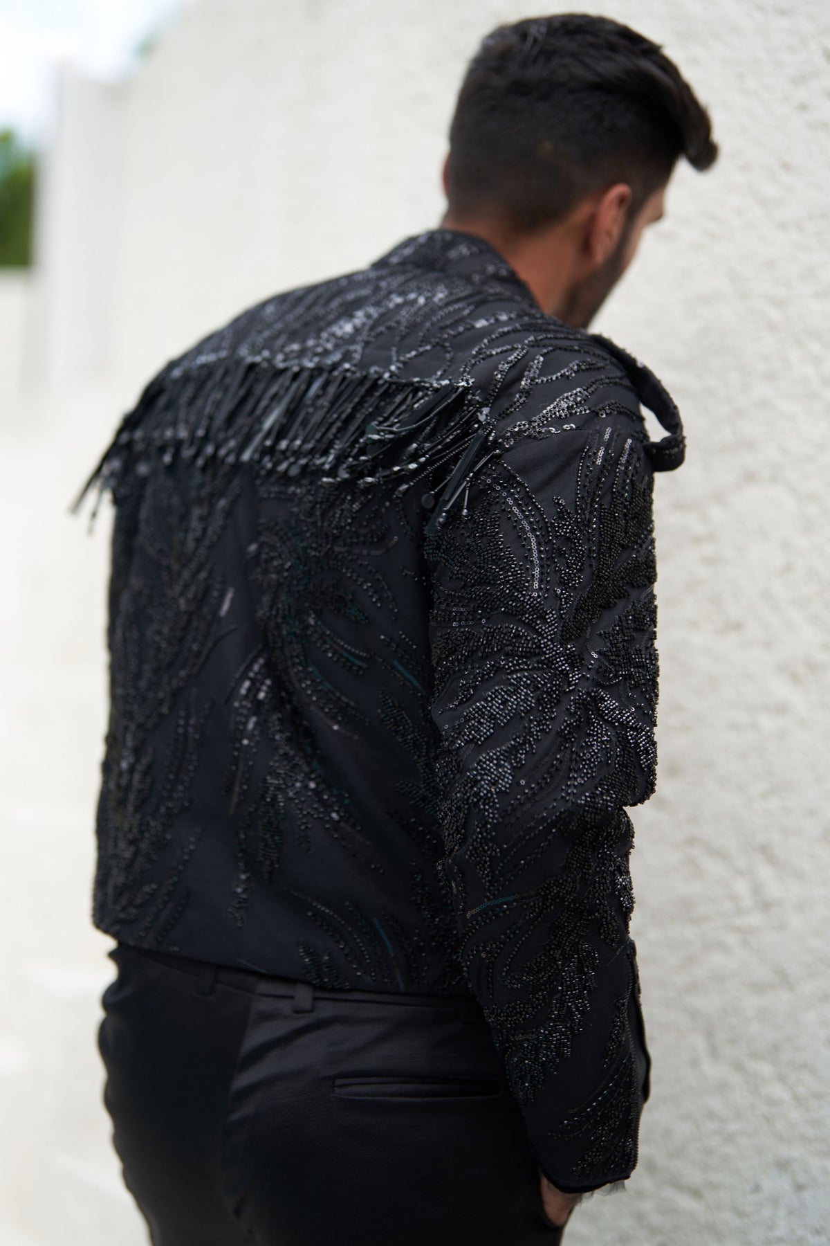 Black  Faiz Biker Jacket With Pants