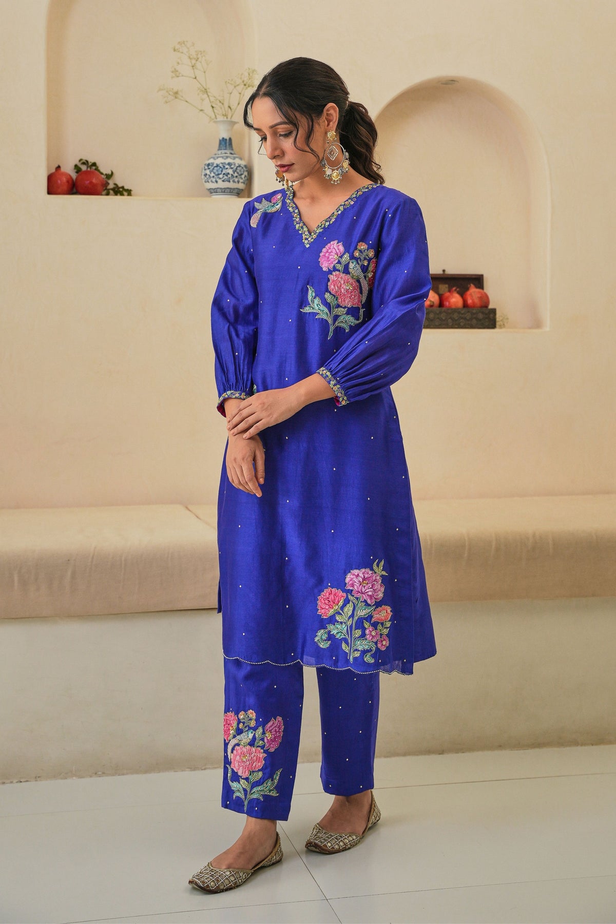 Jehan Kurta Set in Purple With Dupatta