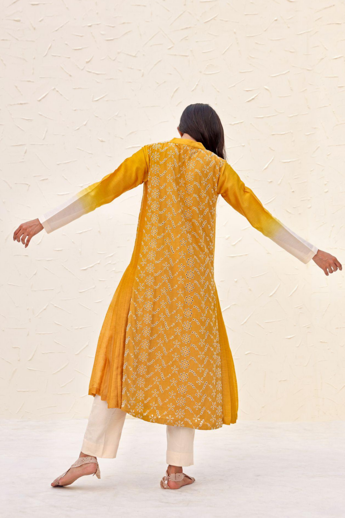 Yellow Grace Schiffli Kurta Set