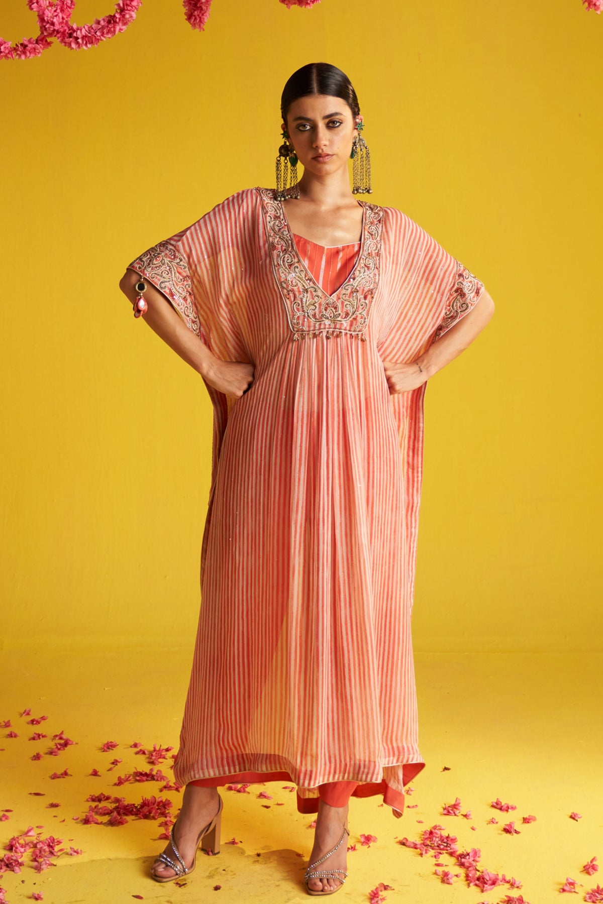 Preeti Peach Kaftan Set