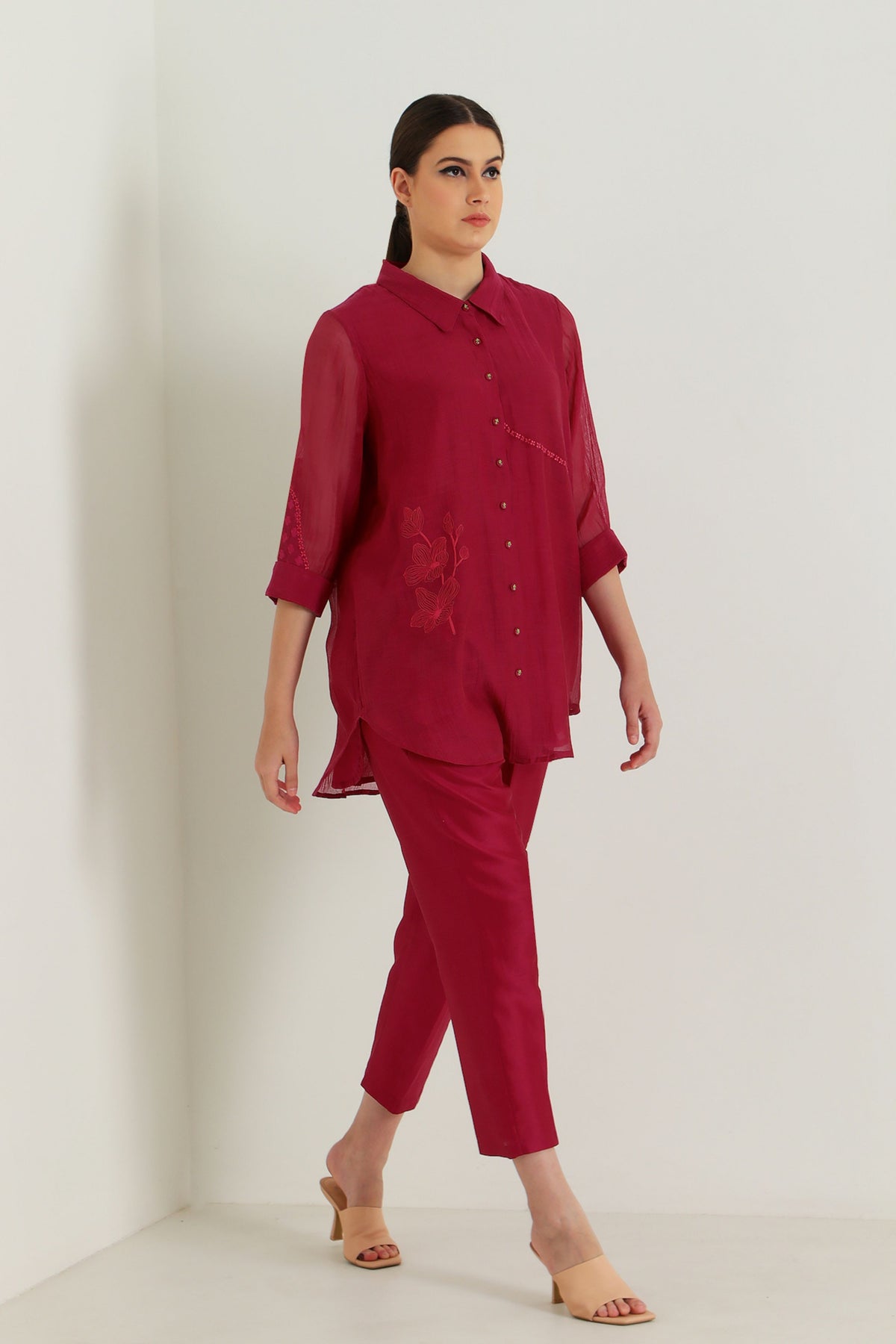 Fuchsia Shirt and Pant Set