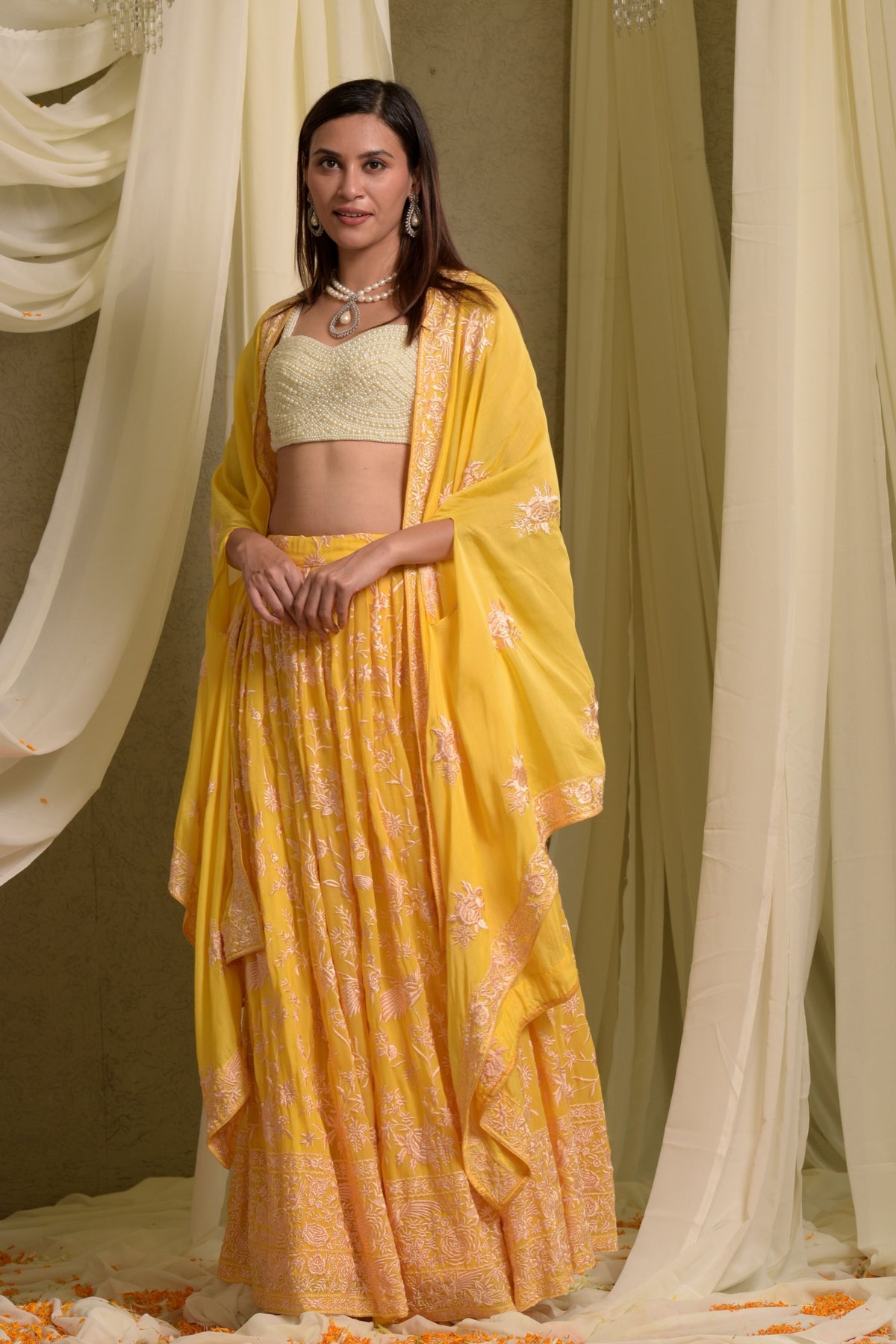 Reyna Gara Yellow Glazed Lehenga Set