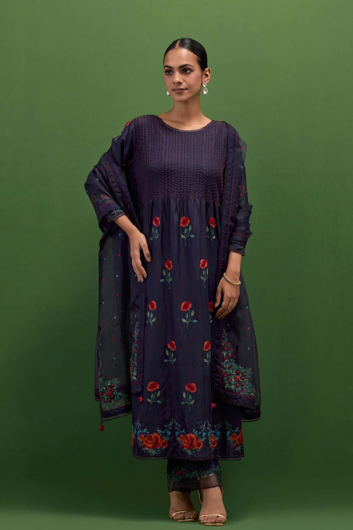 Midnight Blue Embroidery Kurta Set