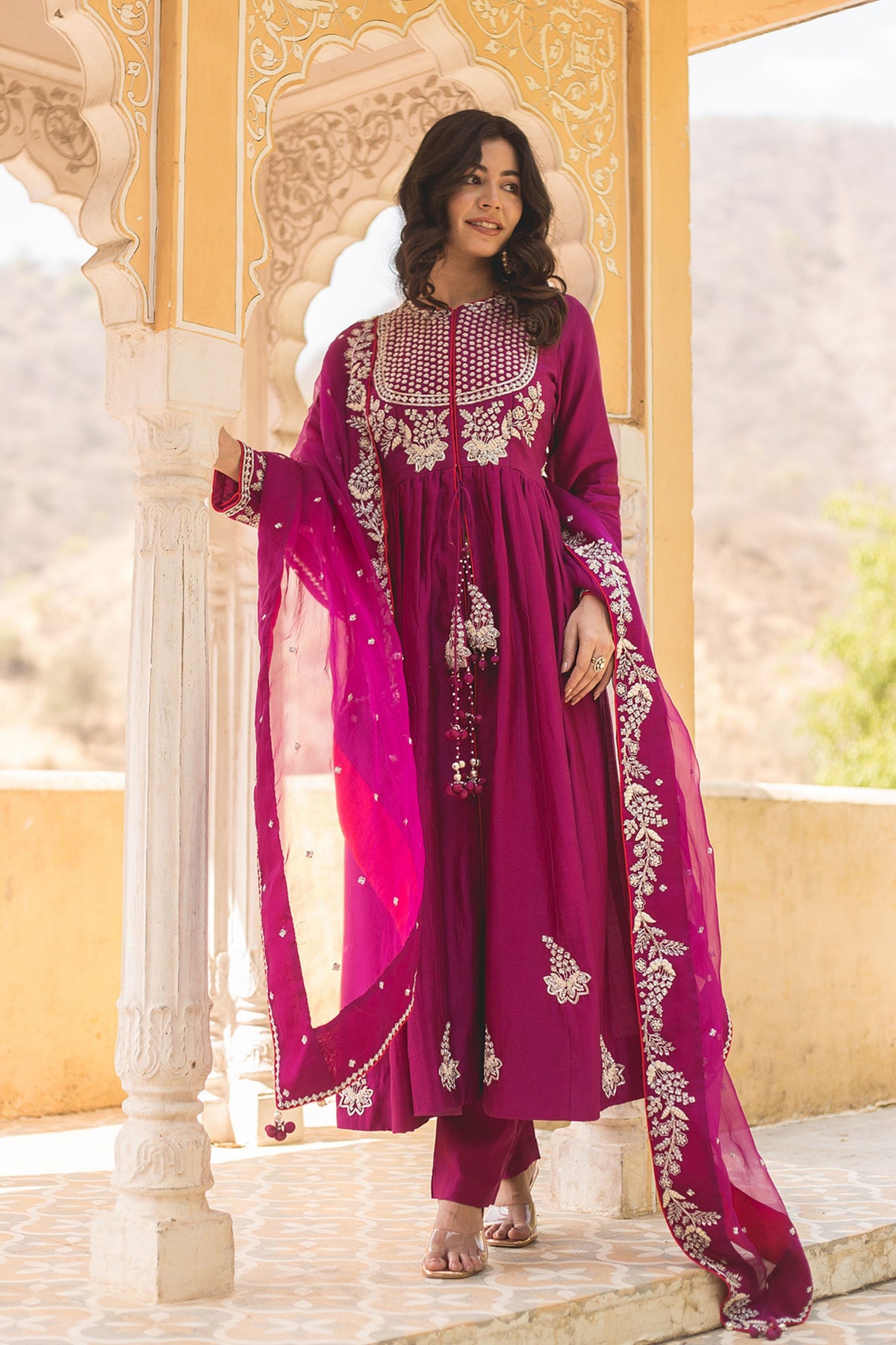 Magenta Anarkali Set