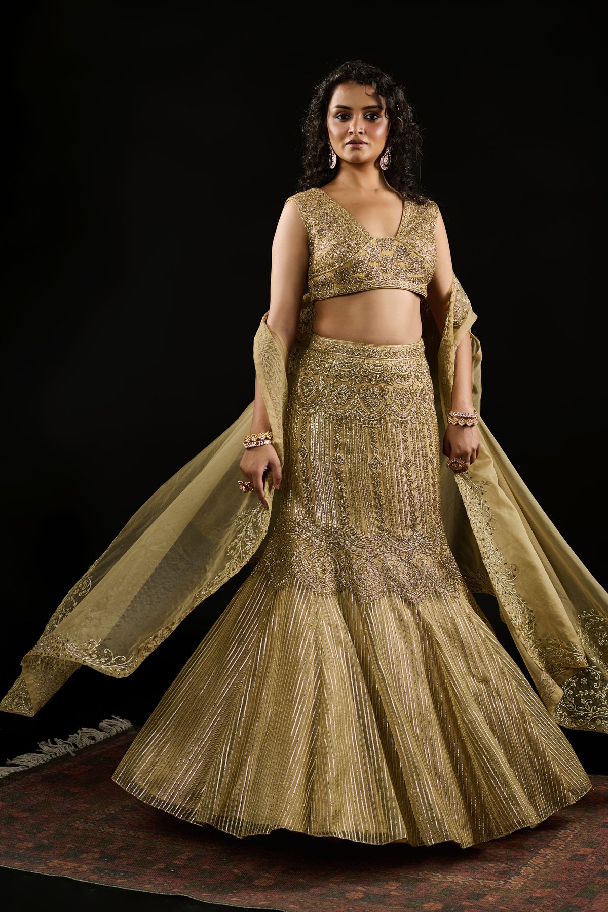 Amani Golden Lehenga Set