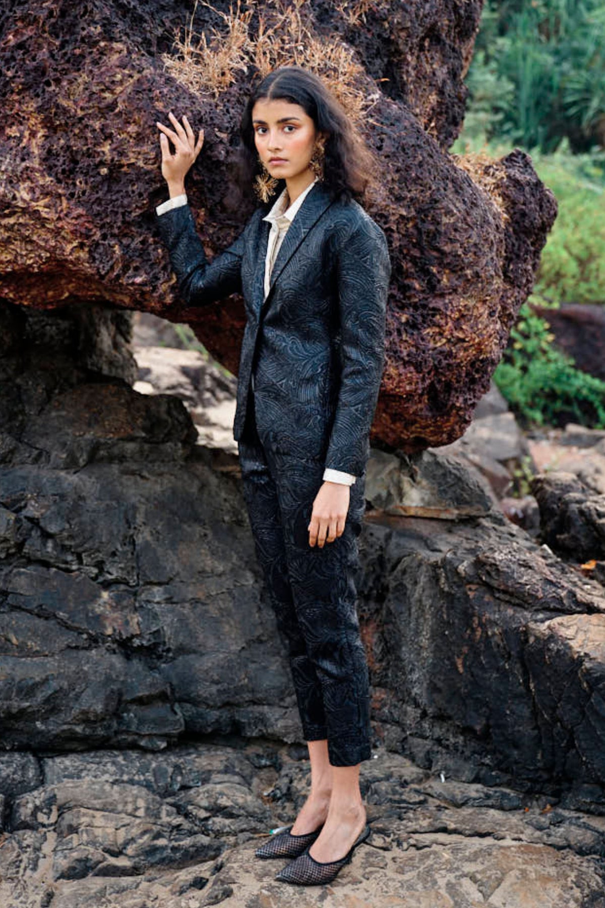 Black Brocade Blazer