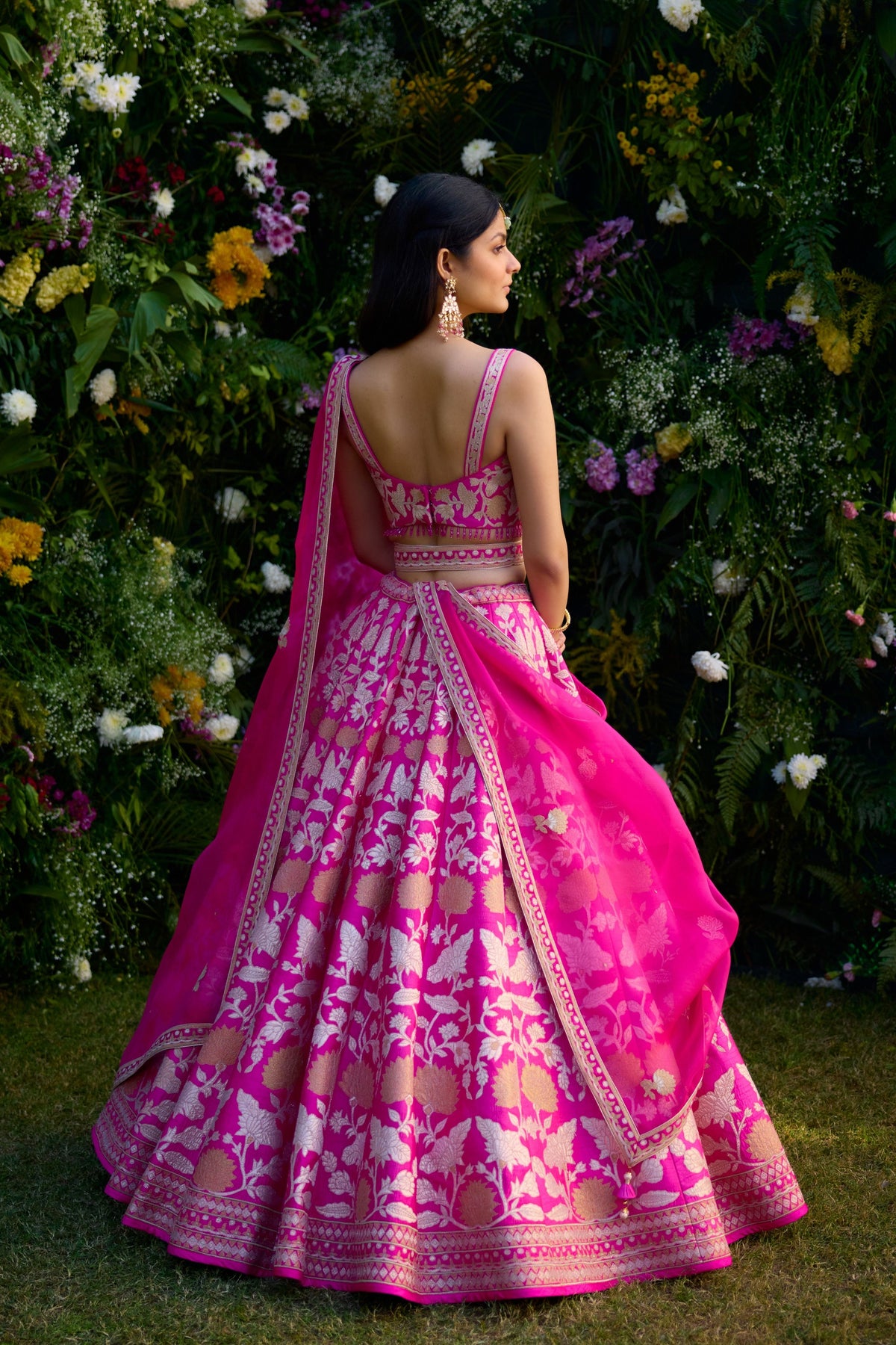 Embroidered Fuschia Pink Lehenga Set