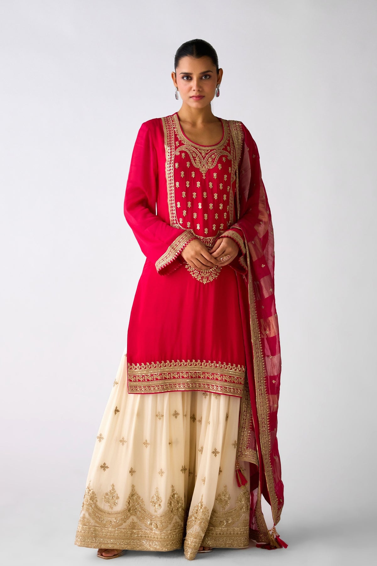 Pink Zari Work Sharara Set