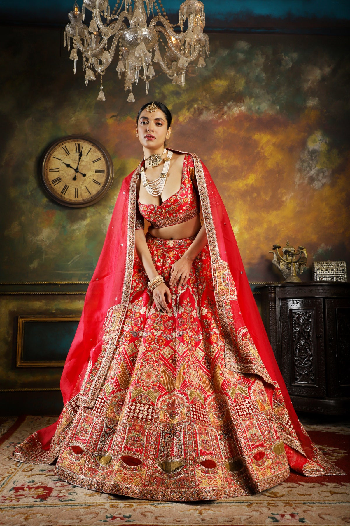 Jahanara Red Lehenga Set