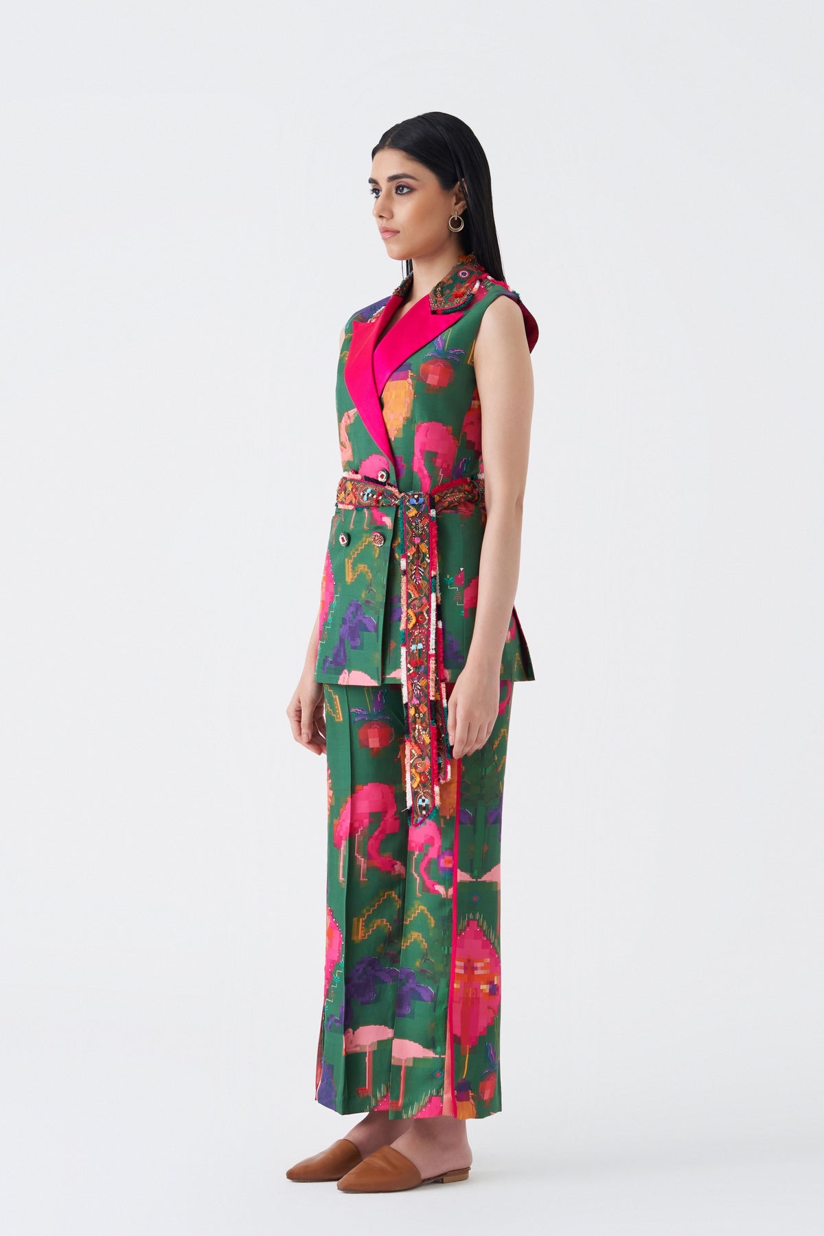 Printed and Embroidered Oaxaca Verde Pantsuit