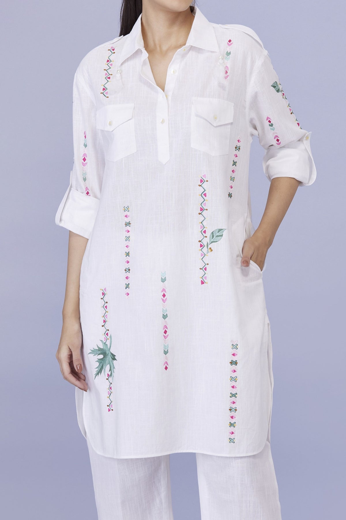 White Embroidery Co-ord Set