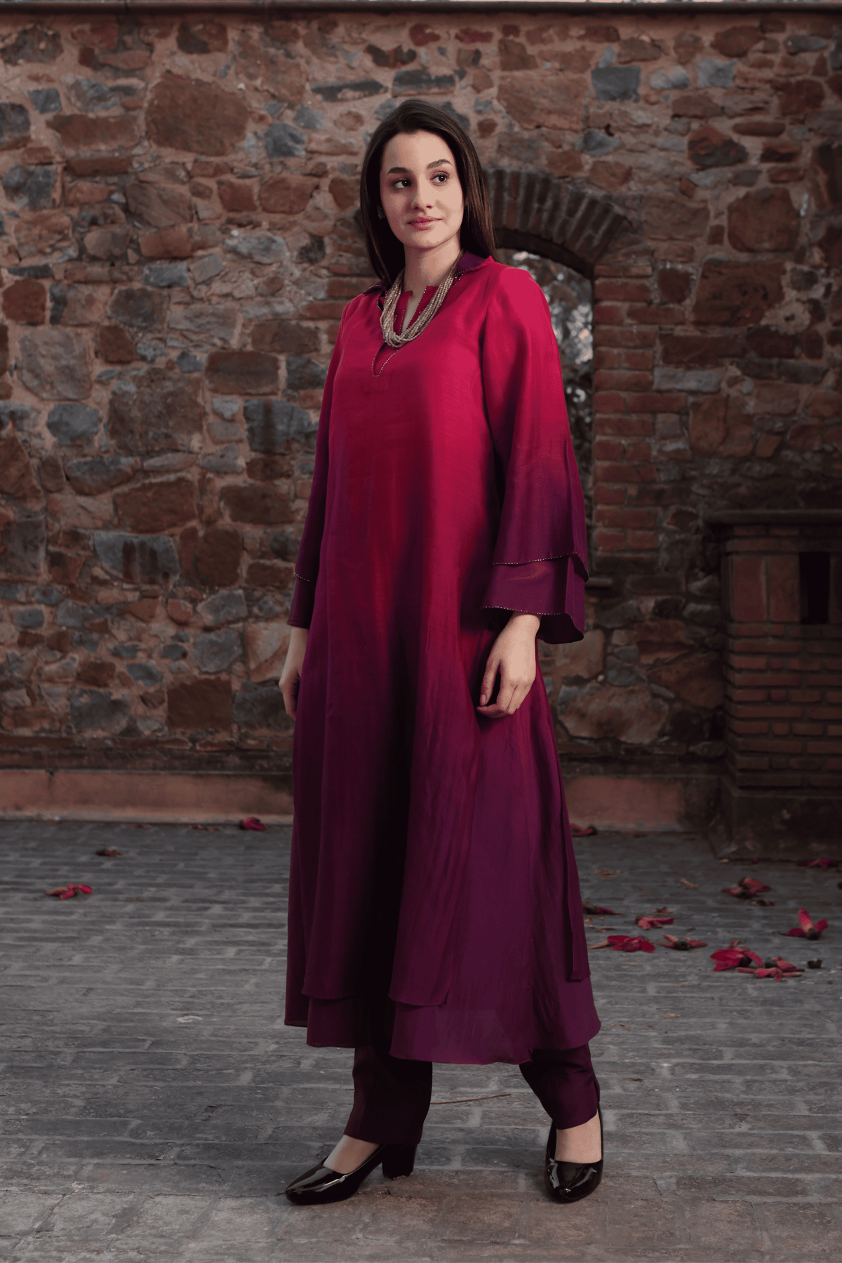 Pink Purple Ombvre Kurta And Pant