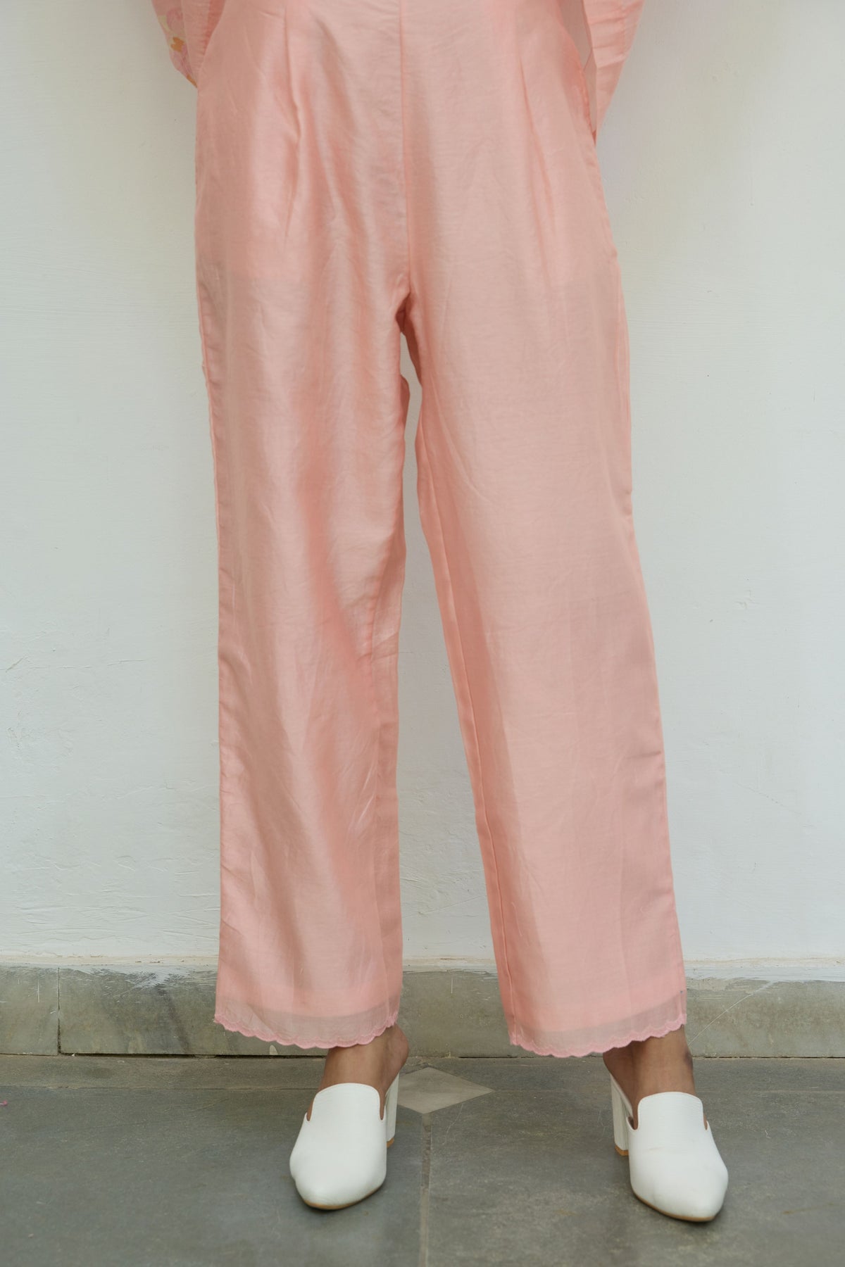 Pink Chanderi Trousers