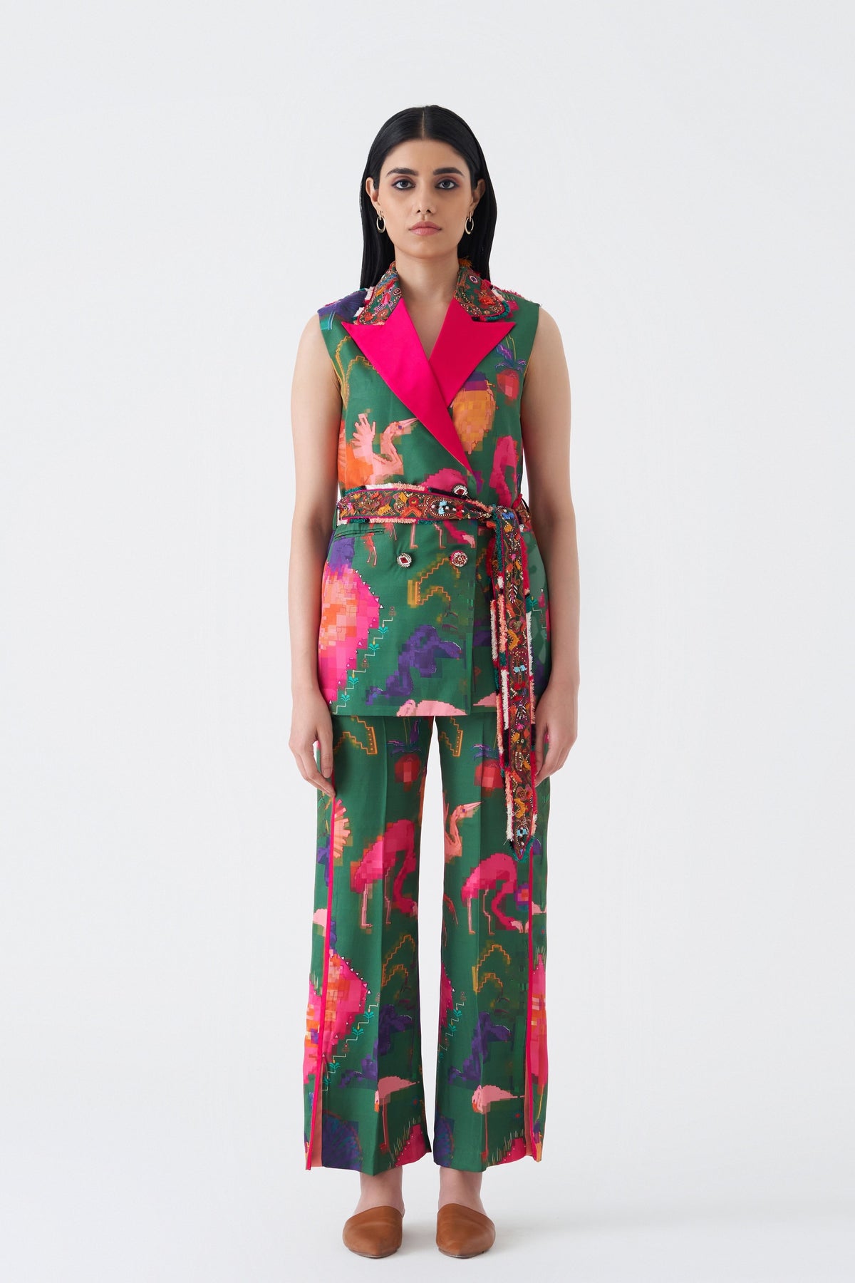 Printed and Embroidered Oaxaca Verde Pantsuit