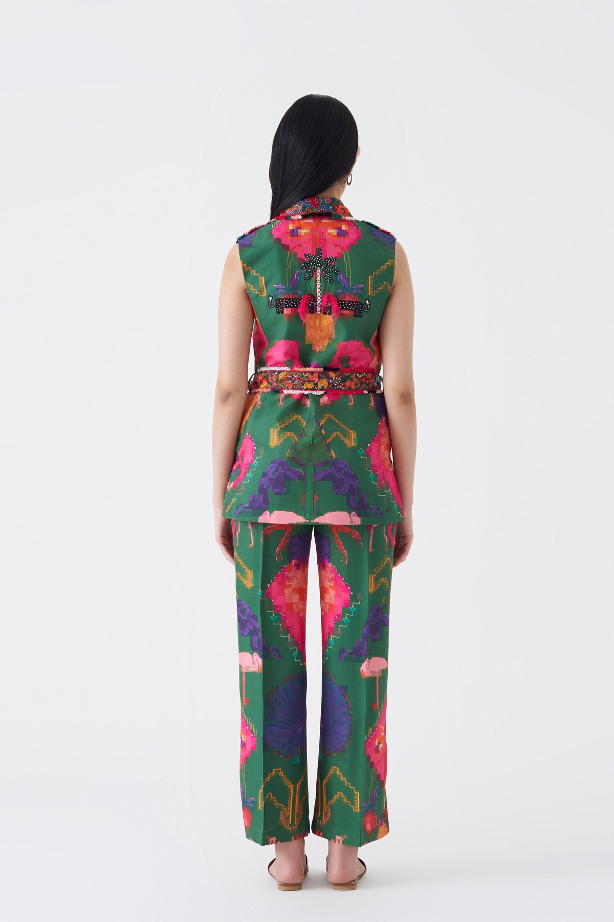 Printed and Embroidered Oaxaca Verde Pantsuit