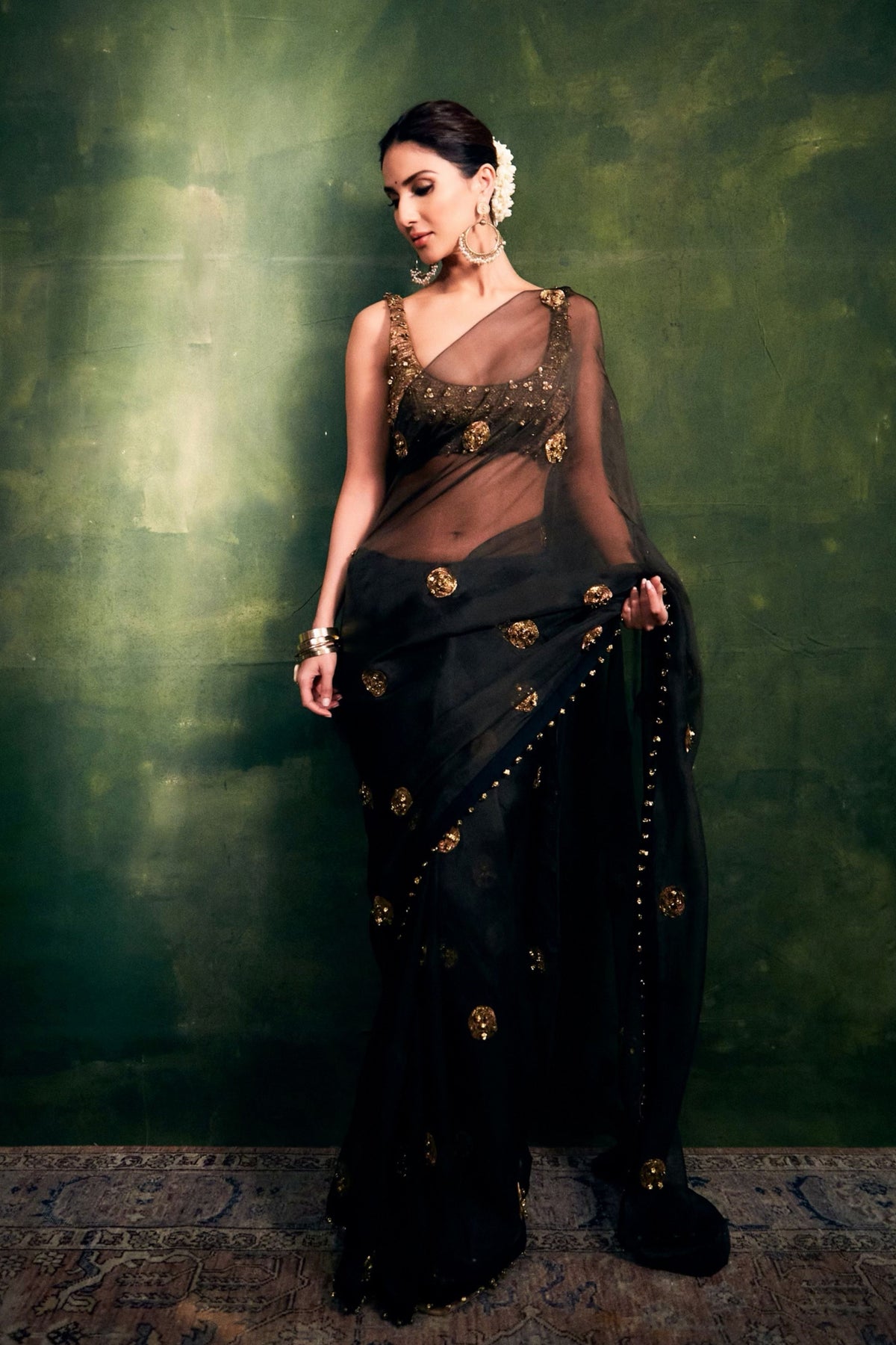 Black Ghunghroo Saree Set