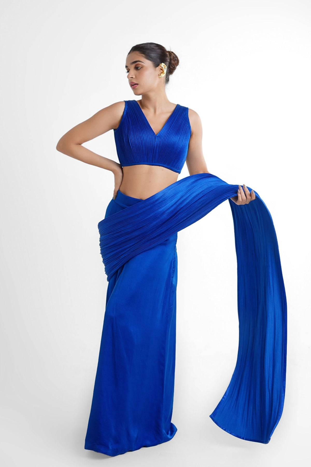 Electric Blue Pre-stitchd Saree