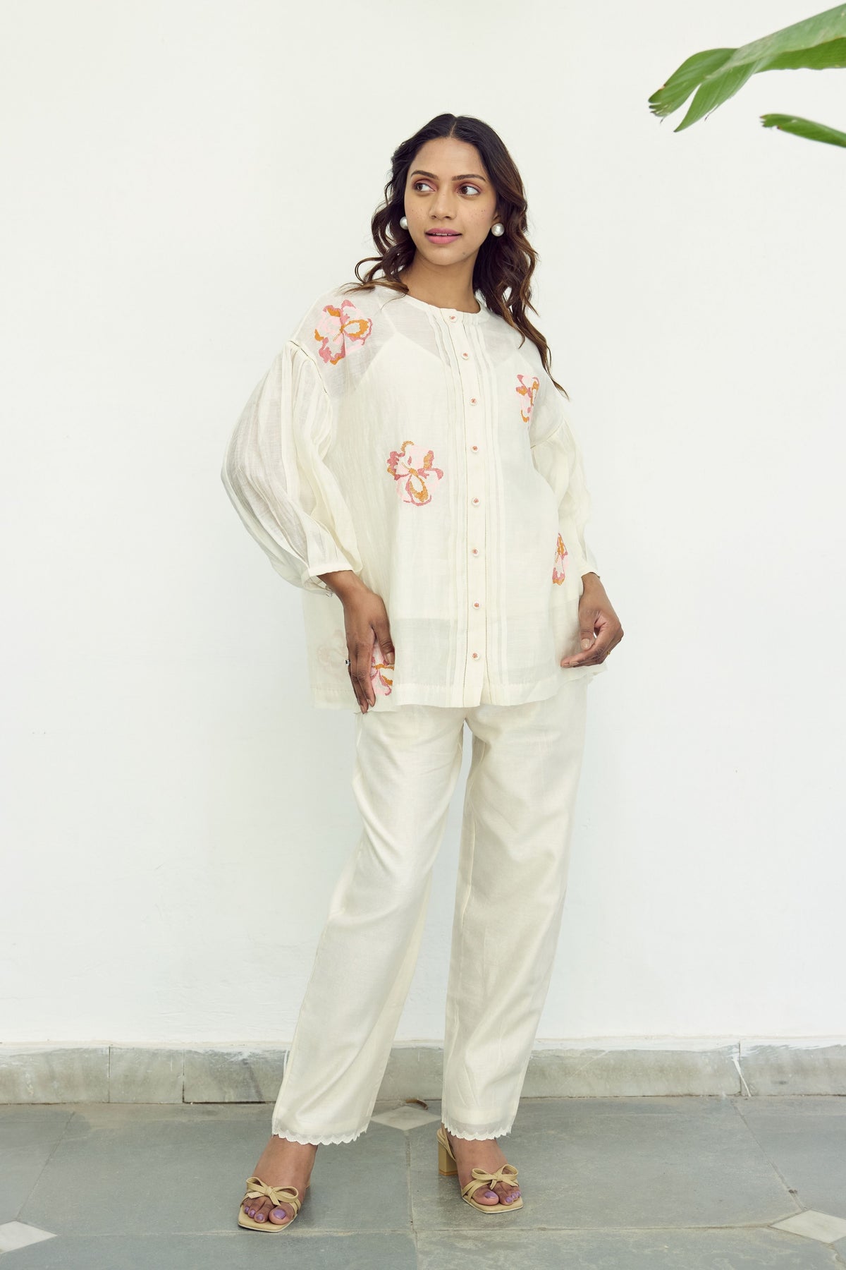 Offwhite Chanderi Trousers