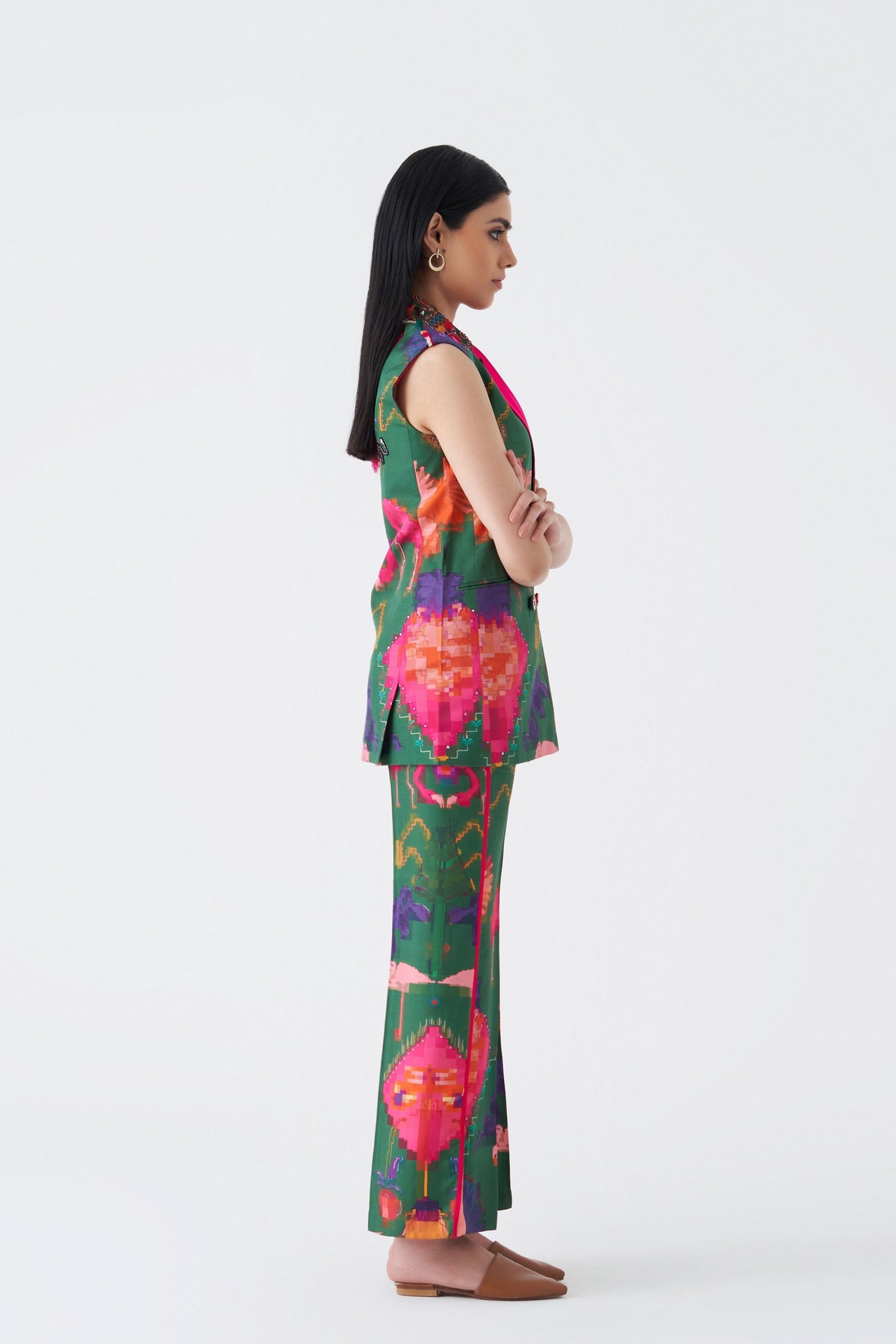 Printed and Embroidered Oaxaca Verde Pantsuit