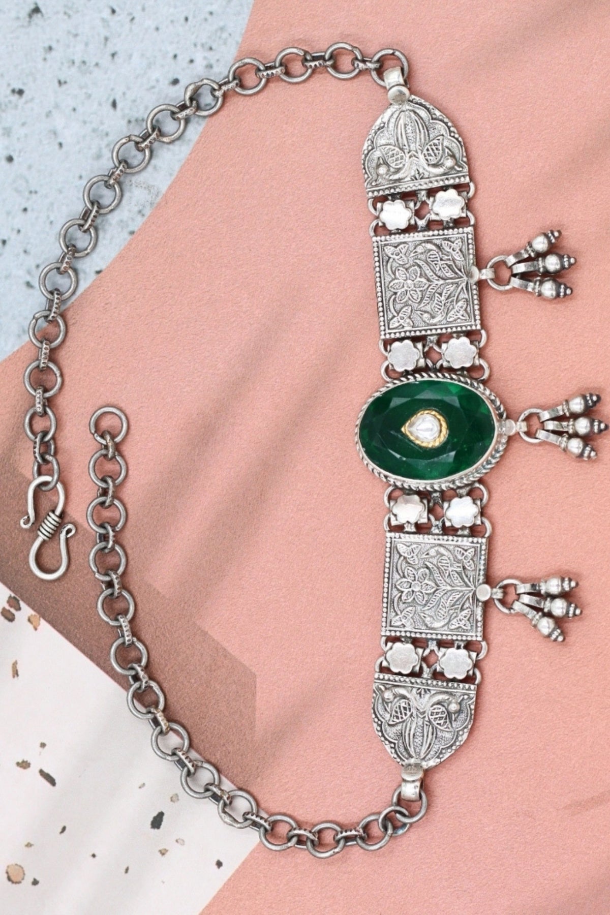 Silver Emerald Choker