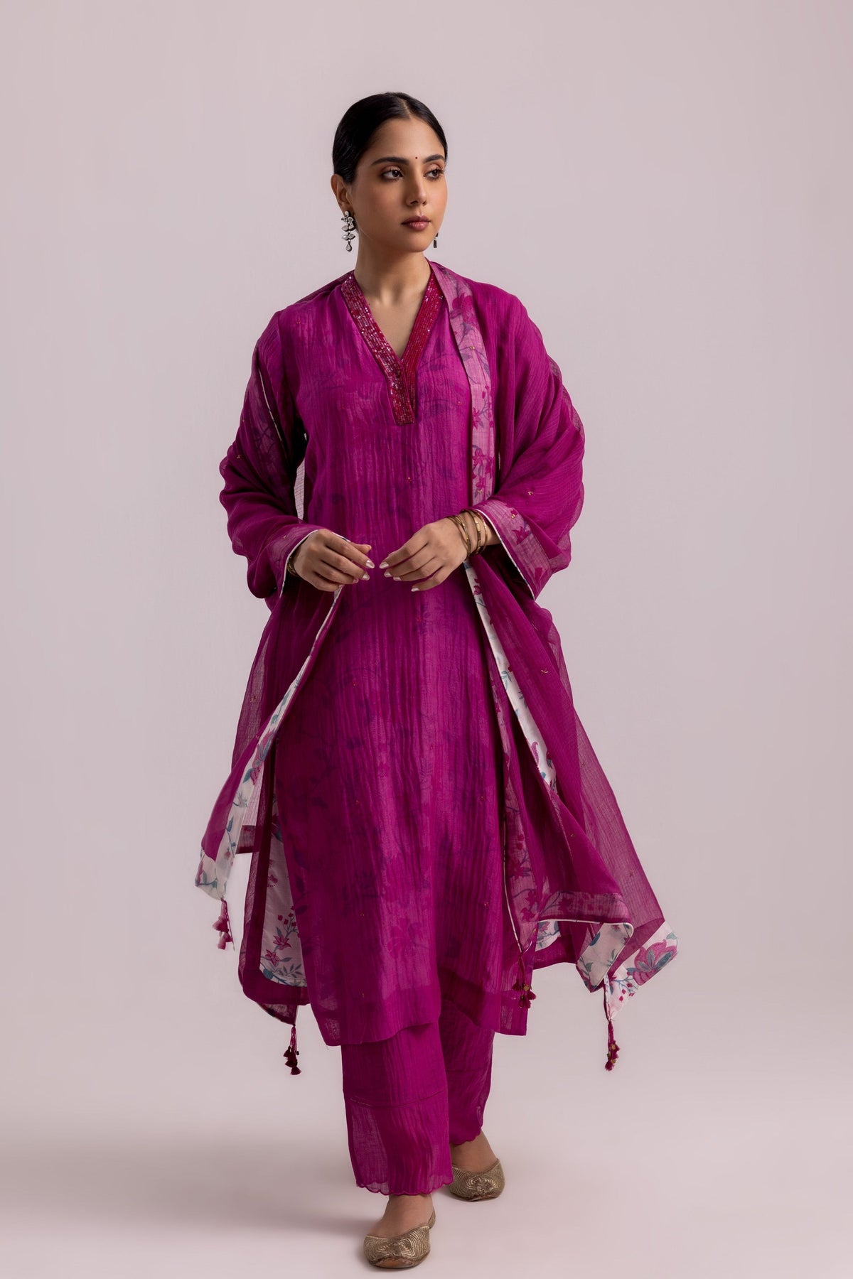 Farah Magenta Kurta Set