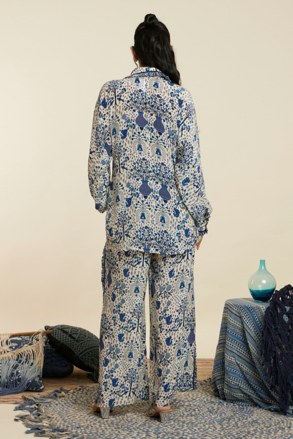 Safar Blue Jaal Oversized Co-ord Set