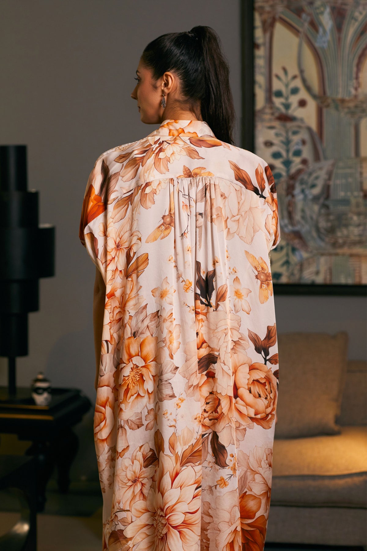 Moth Printed Kaftan Shirt