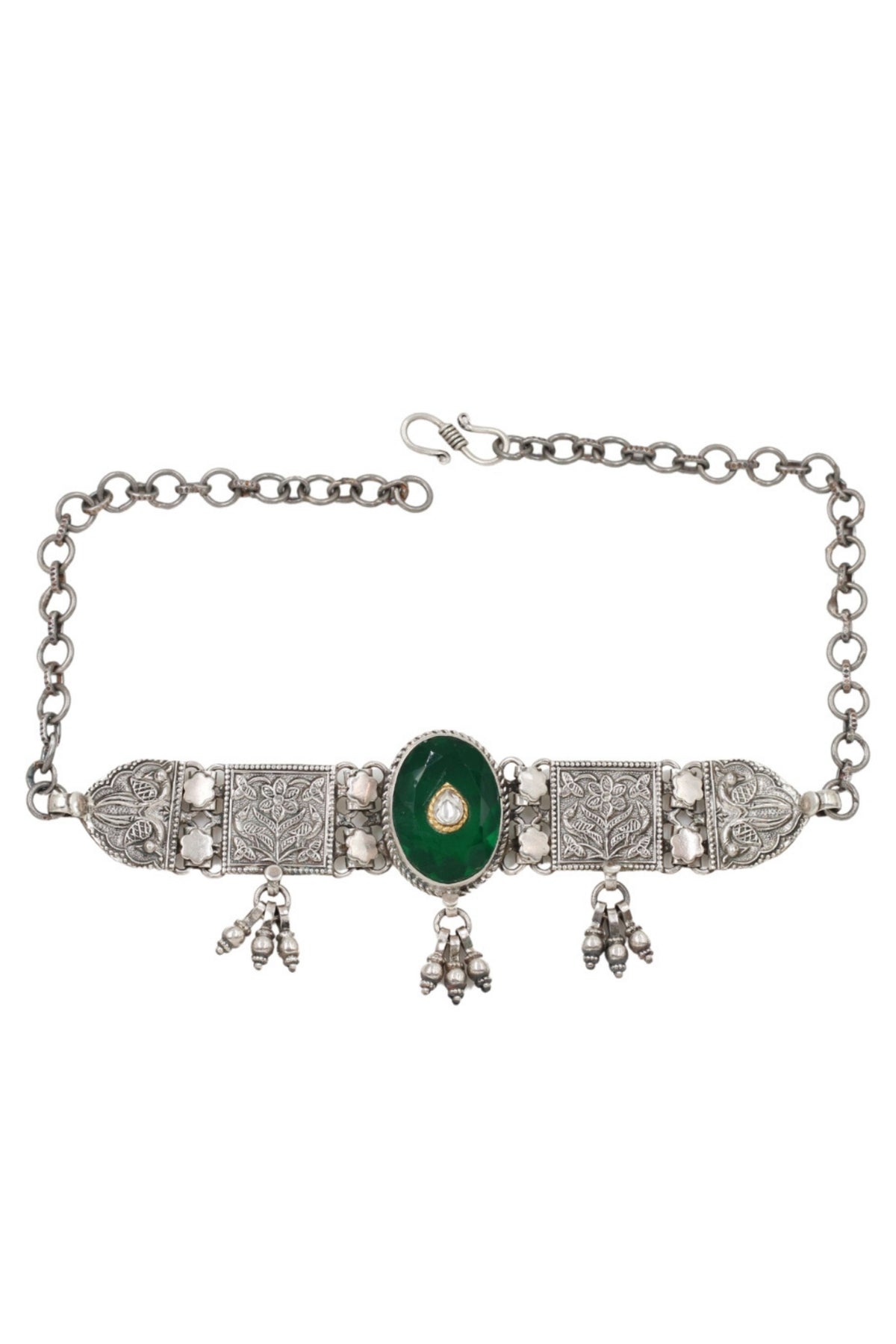 Silver Emerald Choker