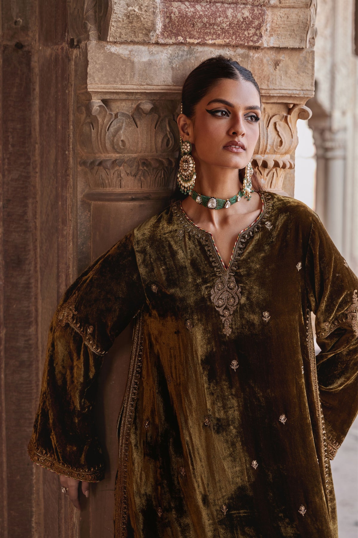 Green Anam  Kaftan Set