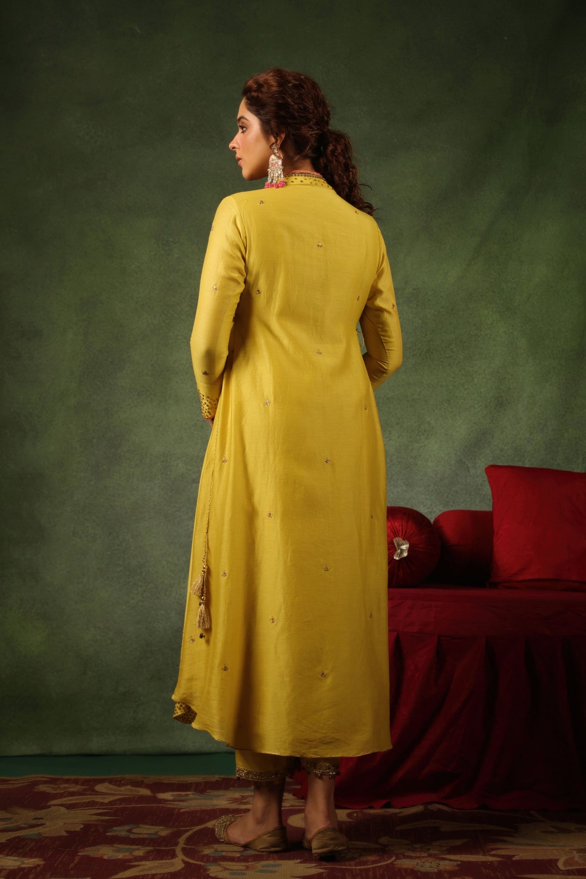 Yellow Tie up Dori Kurta Set