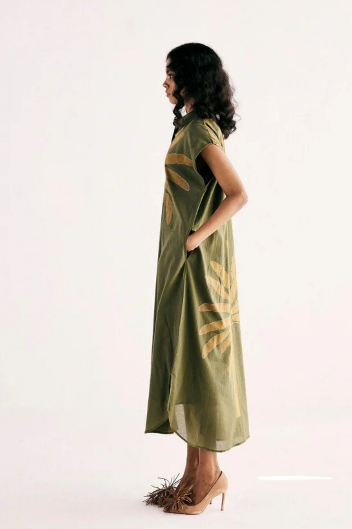 Olive Palm Shirt Dress