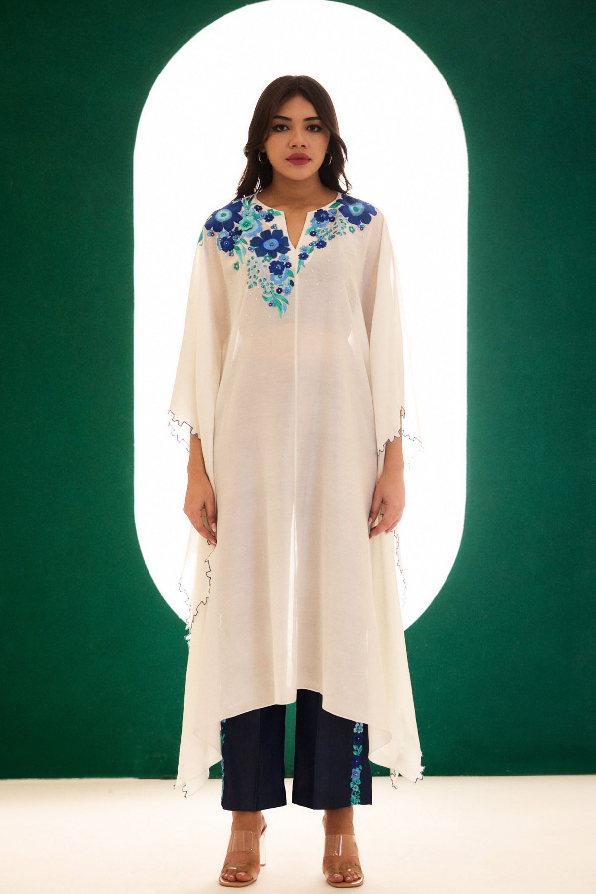 White Embroidered Utopian Cape