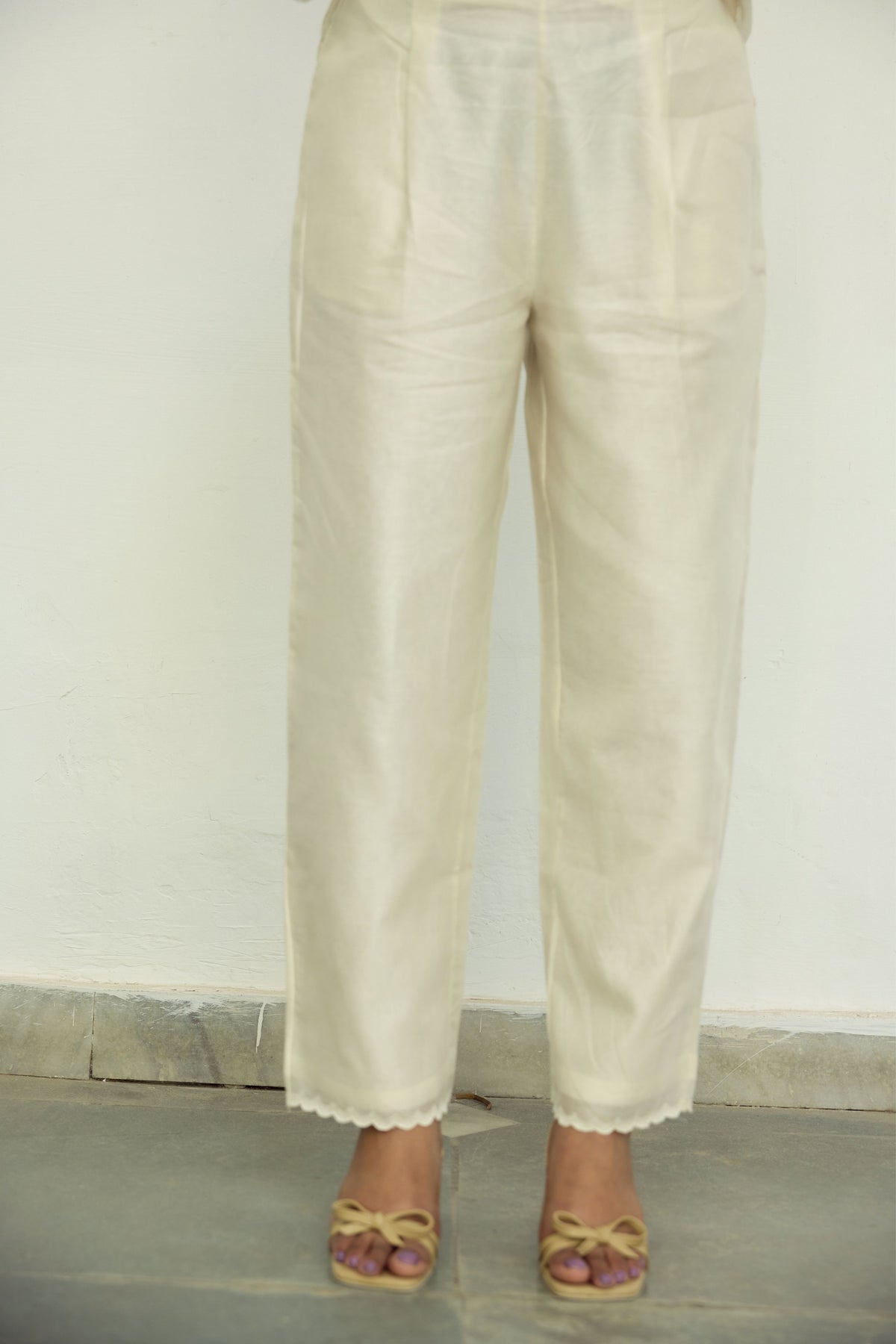 Offwhite Chanderi Trousers