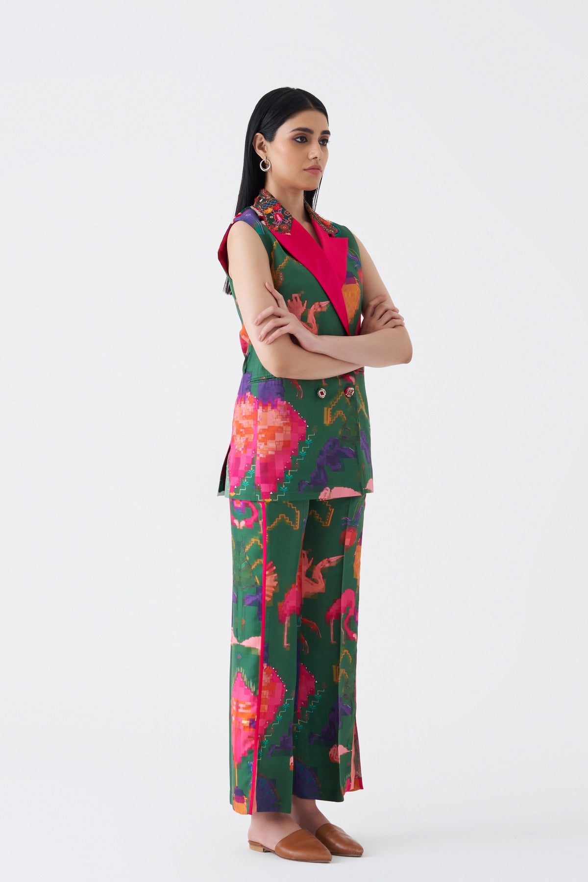 Printed and Embroidered Oaxaca Verde Pantsuit