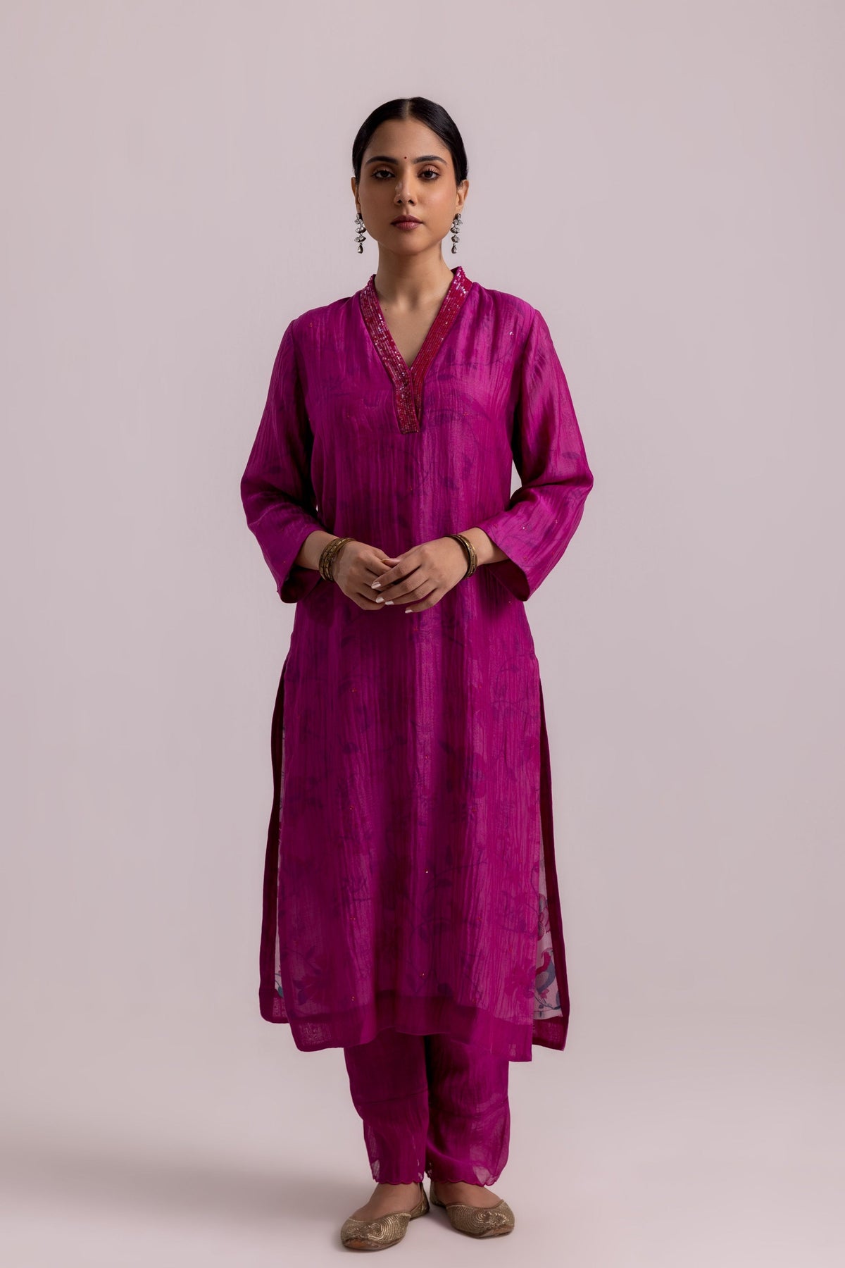 Farah Magenta Kurta Set