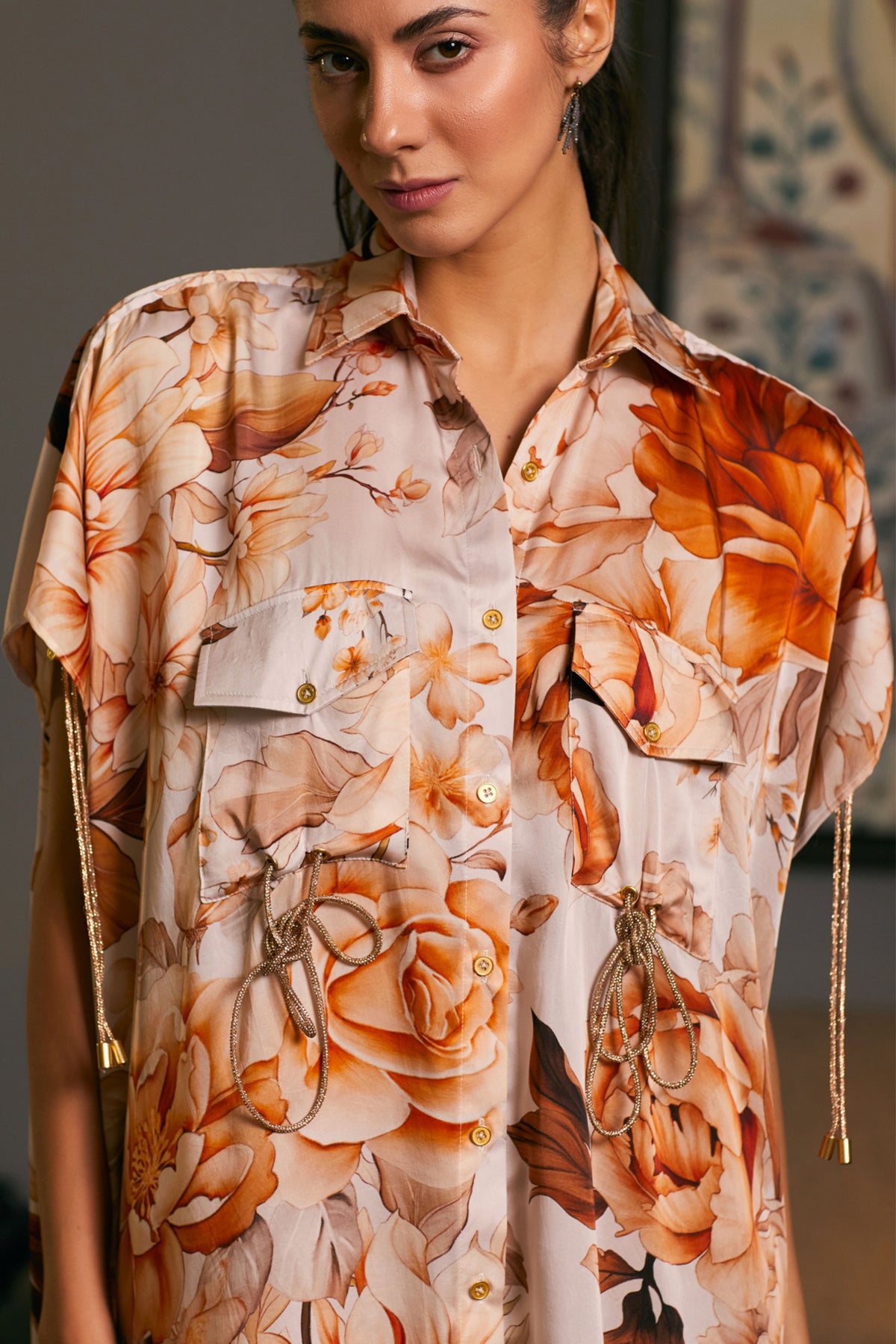 Moth Printed Kaftan Shirt