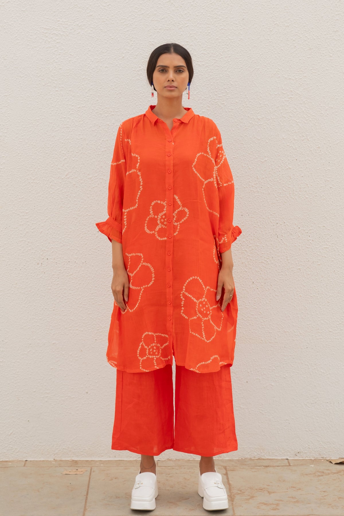 Burnt Orange Bandhani Tunic Set