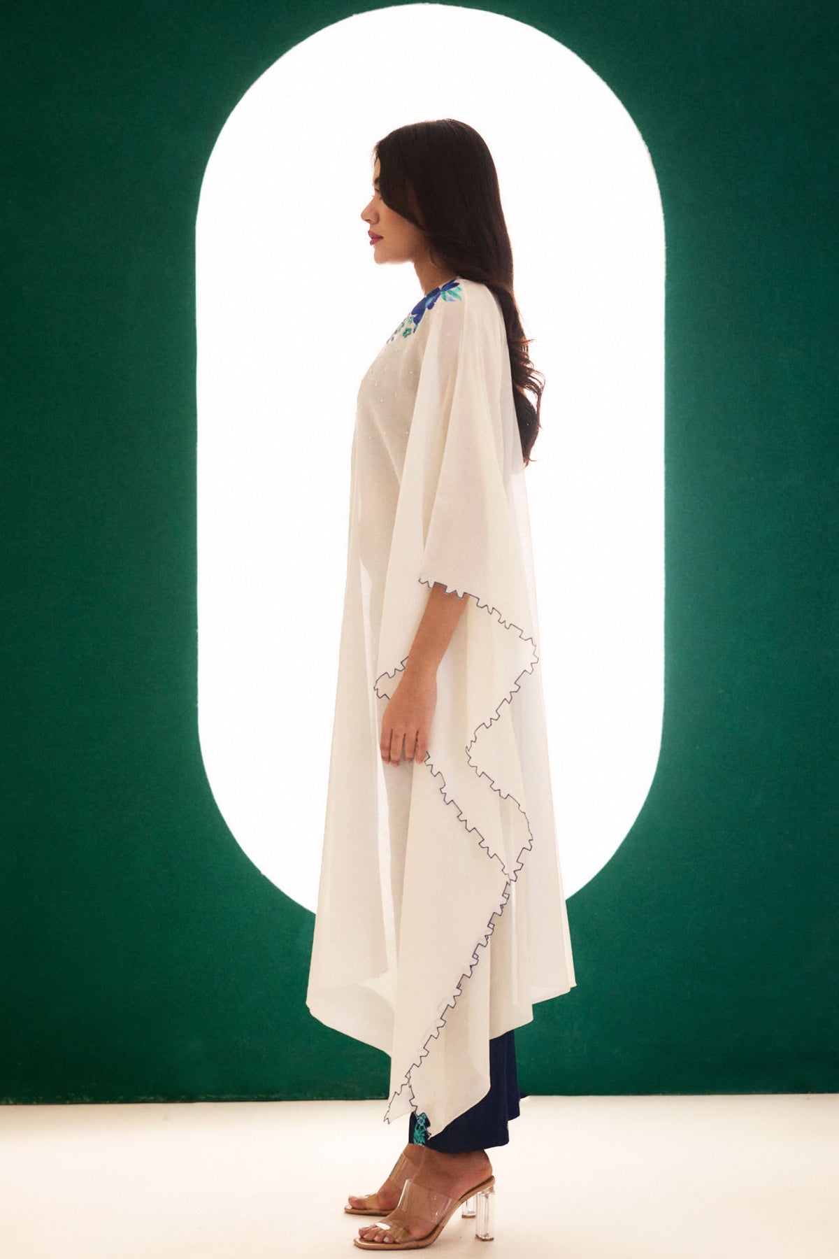 White Embroidered Utopian Cape