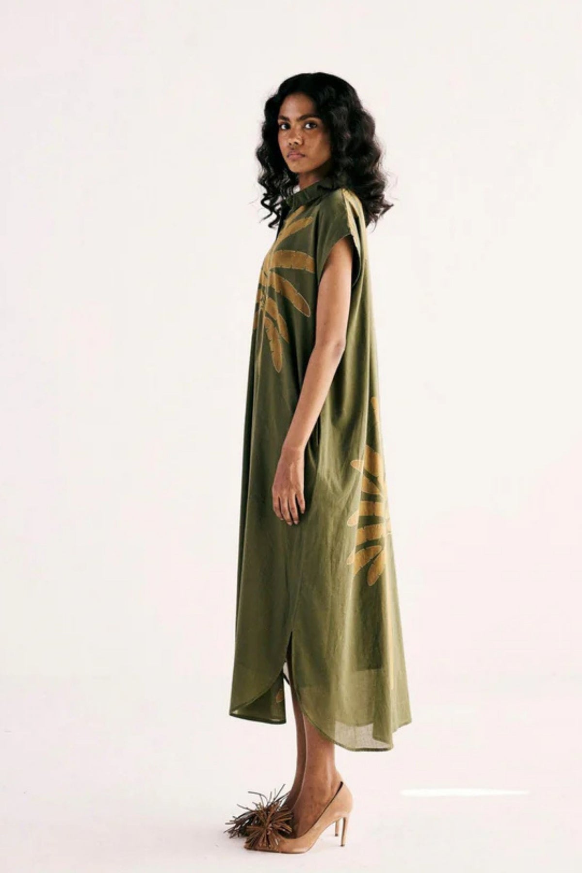 Olive Palm Shirt Dress