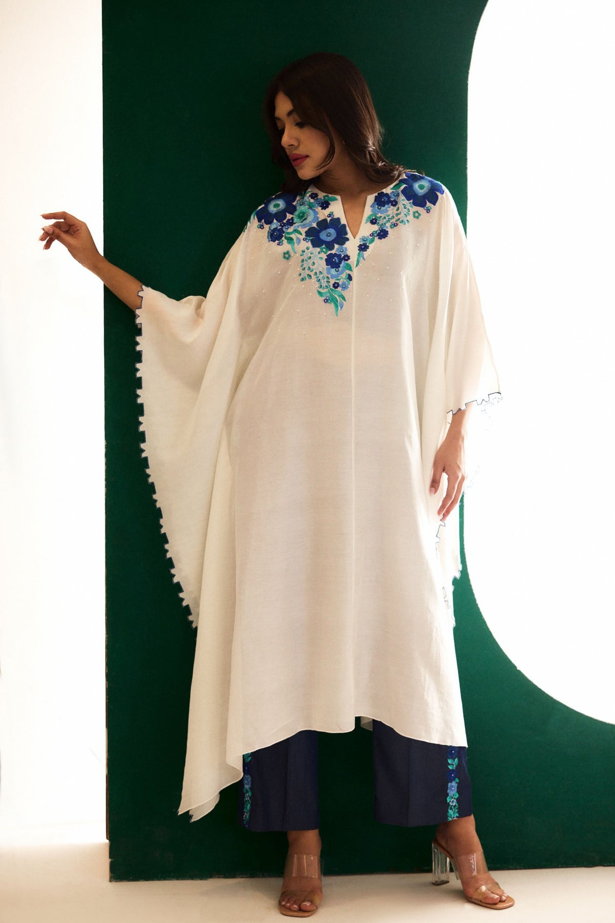 White Embroidered Utopian Cape