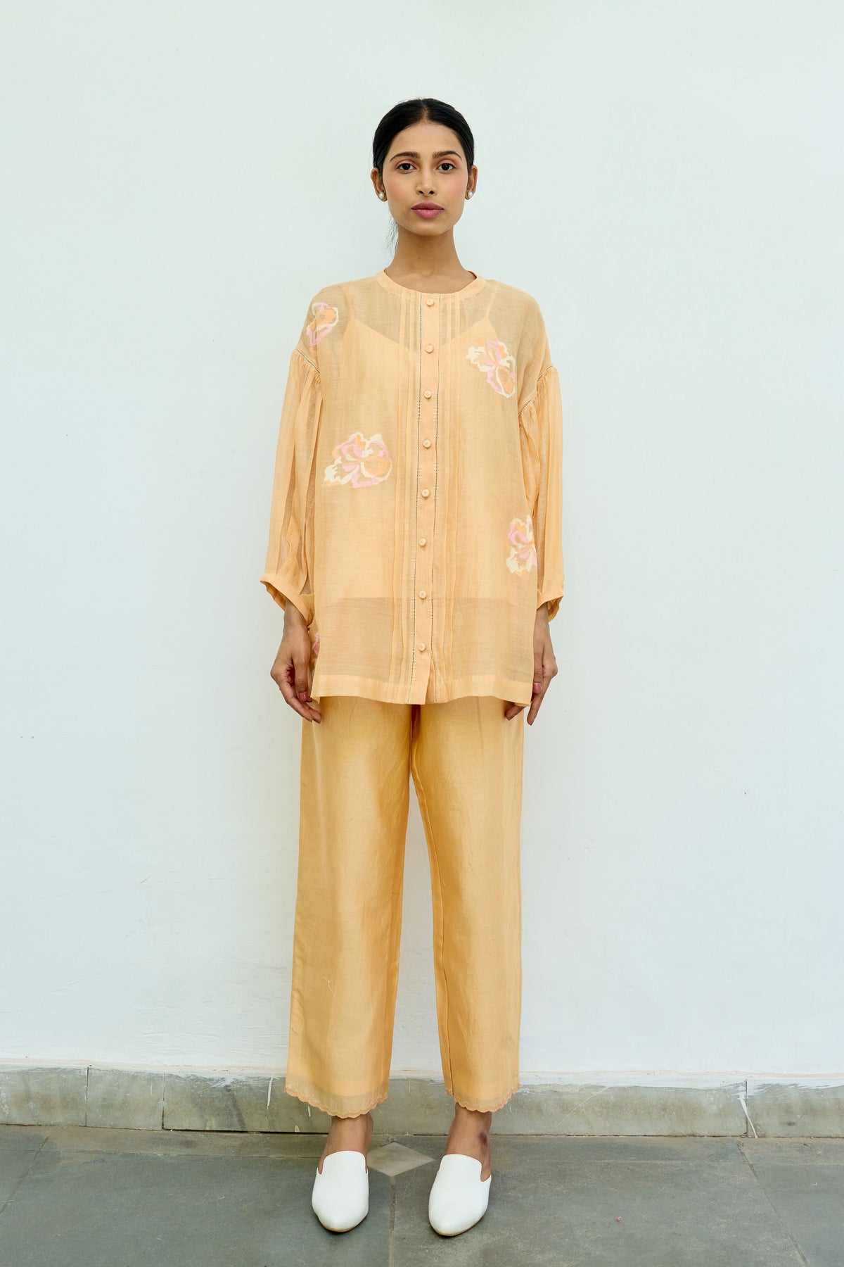 Peach Chanderi Trousers