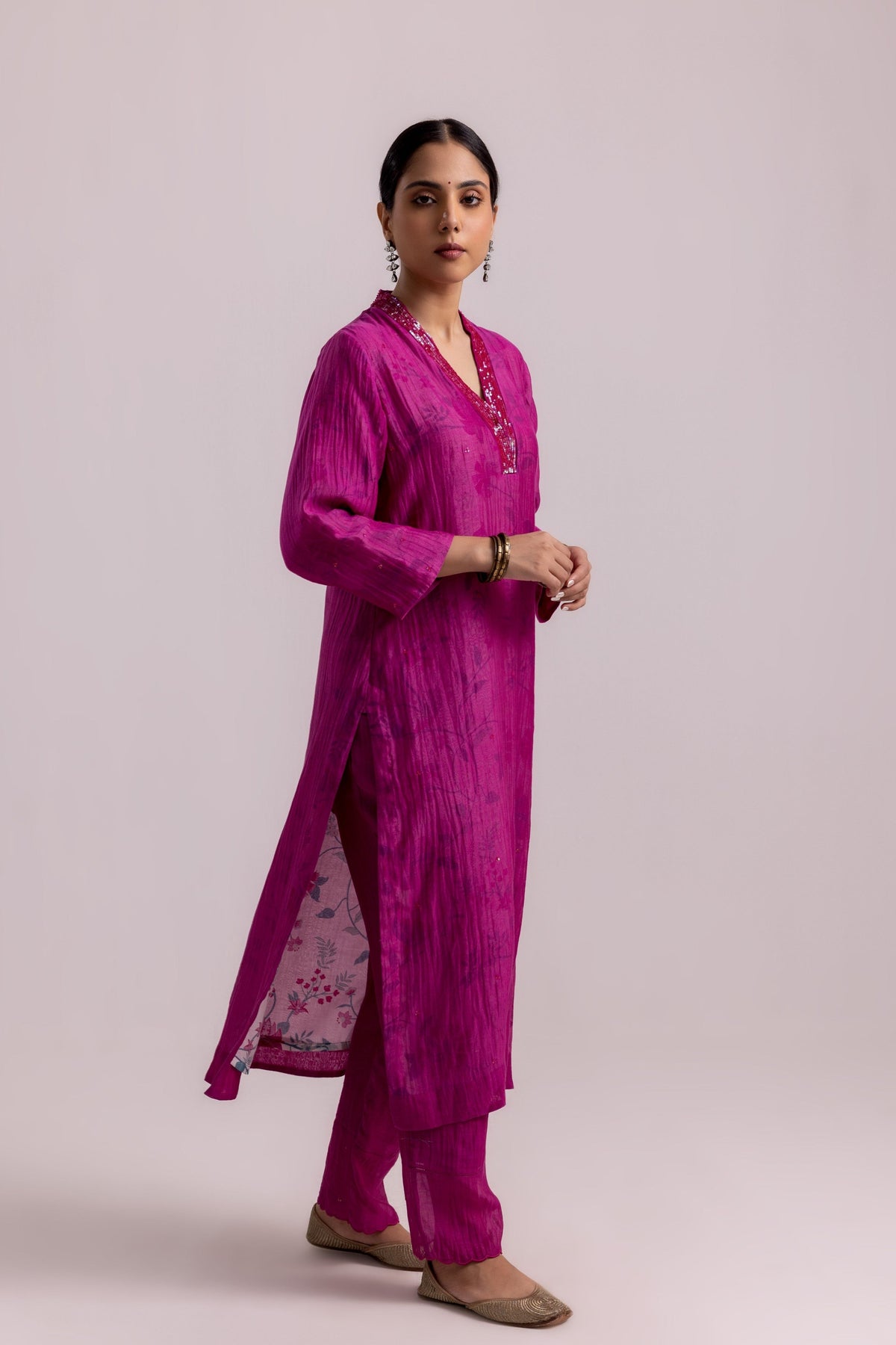 Farah Magenta Kurta Set